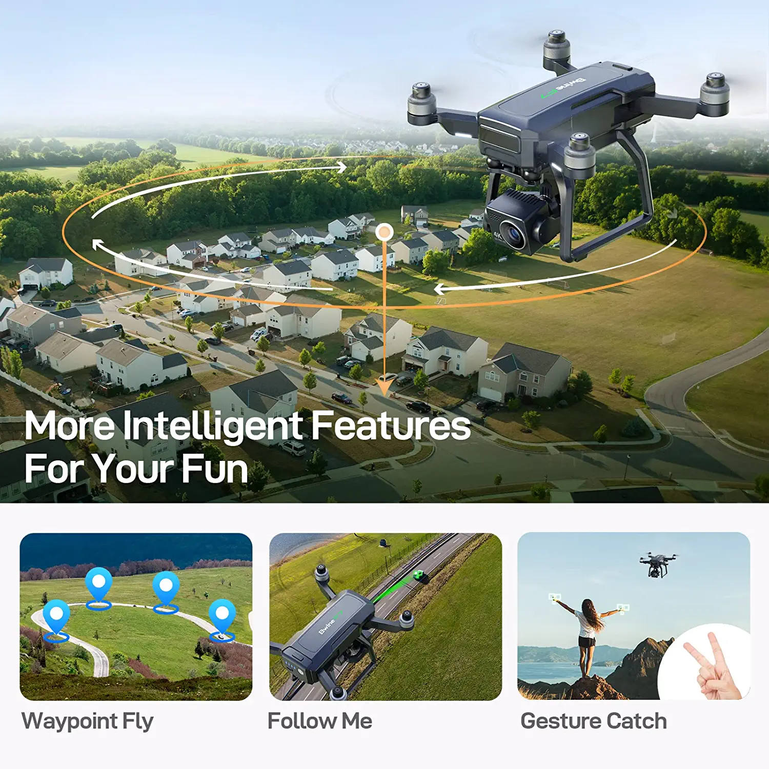 Bwine F7 Drone - with Camera for Adults 4K, 9800ft Video Transmission, Camera Drone with 3-Axis Gimbal, GPS Auto Return, Follow Me, Waypoints, Level 6 Wind Resistance, 2 Batteries for 50 Min Flight Time Professional Camera Drone