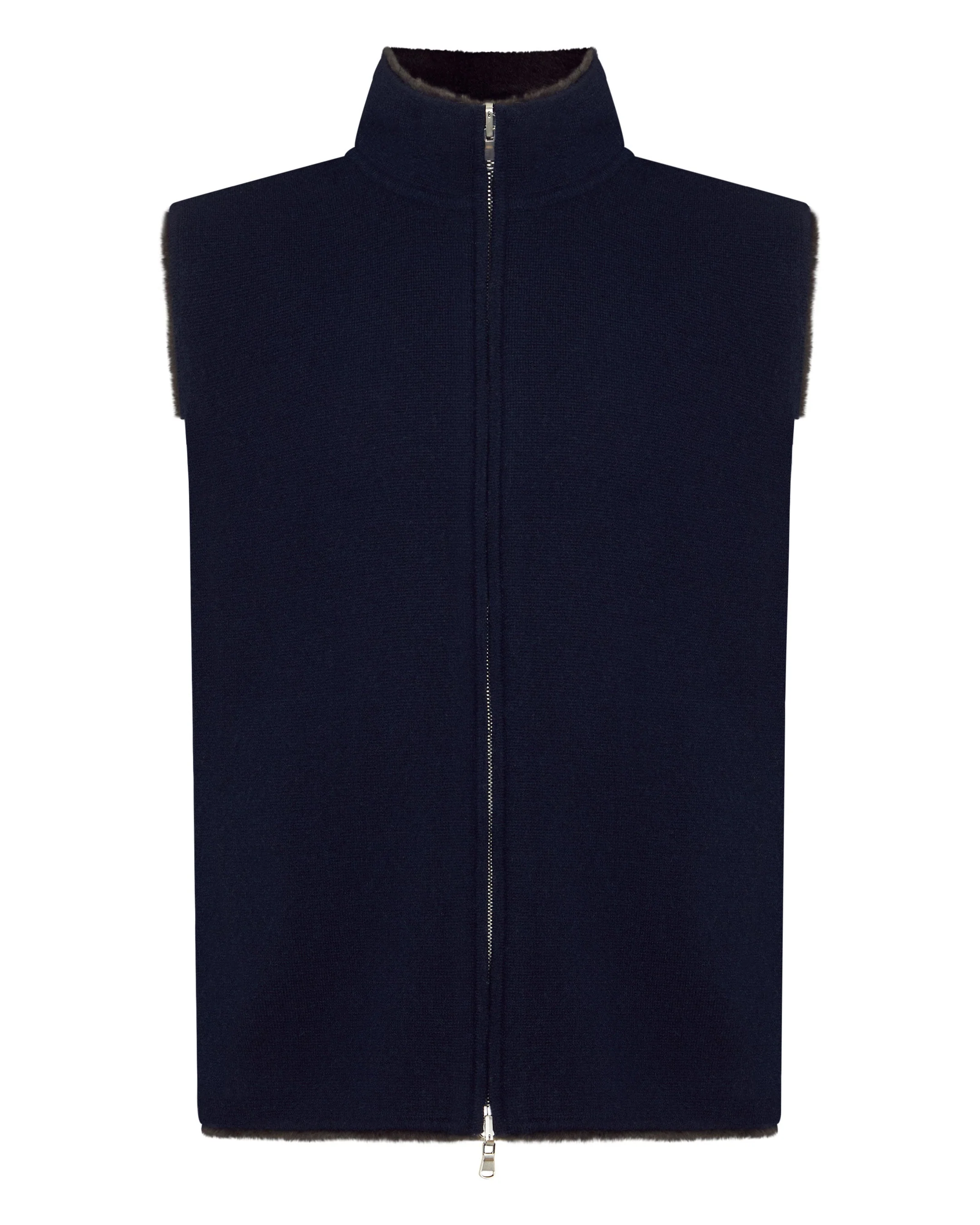 Men's Shaftesbury Reversible Cashmere Gilet Navy Blue