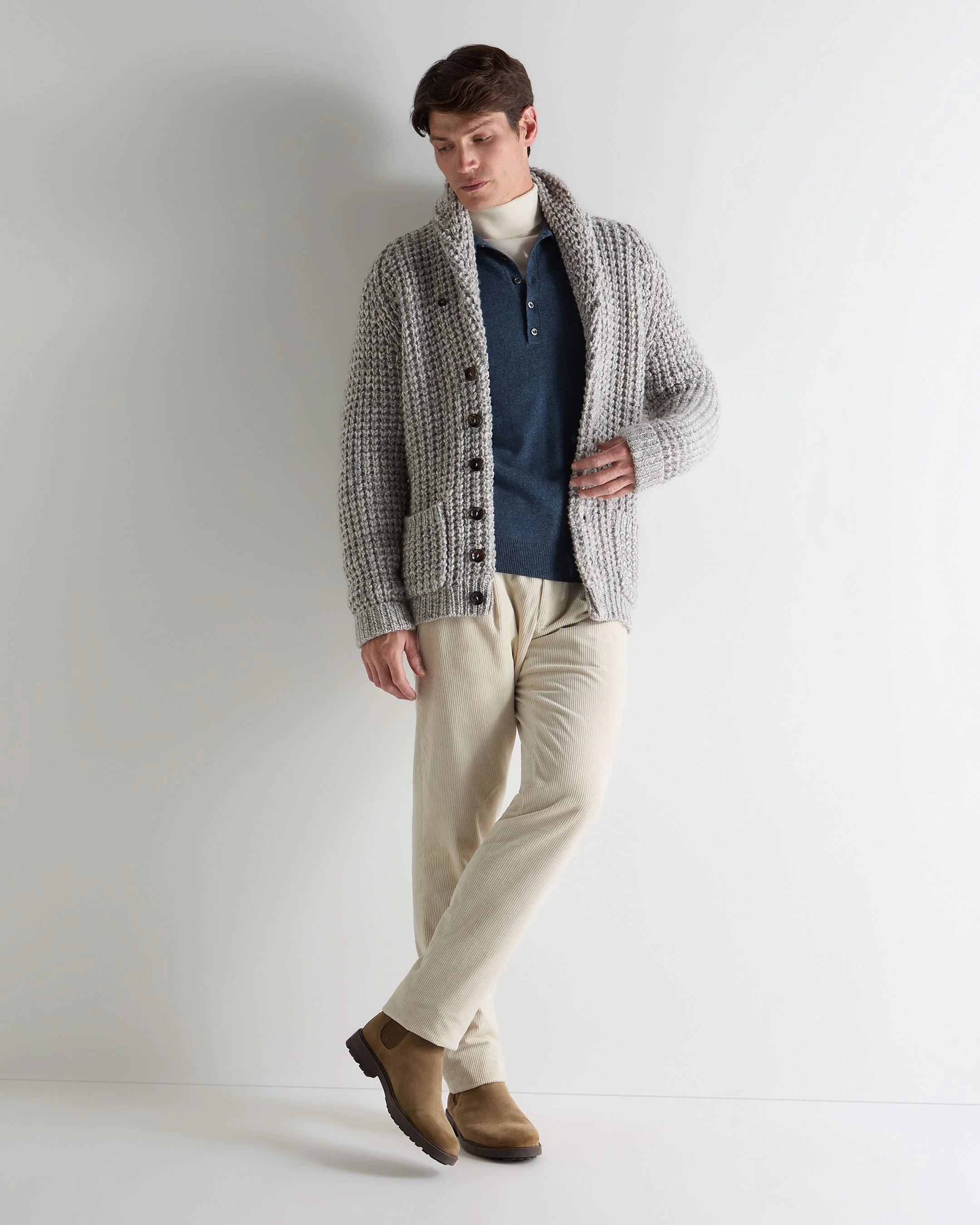 Men's Greenwich Cashmere Polo Shirt Light Denim Blue