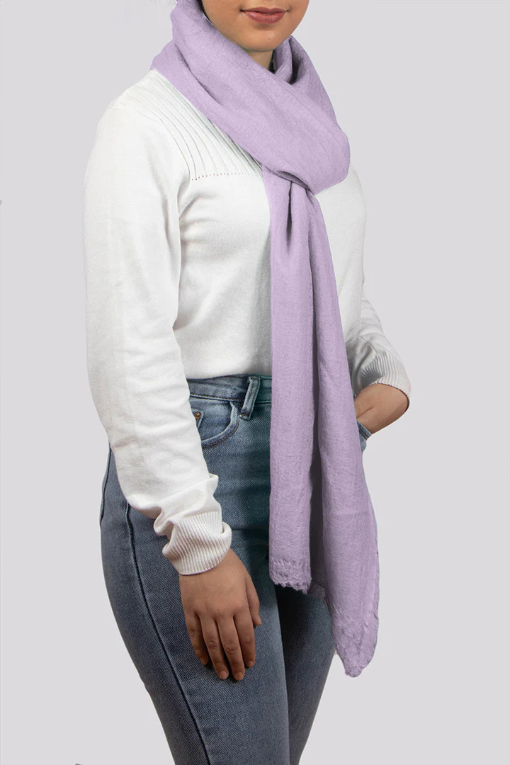 Handwoven Pure Cashmere Scarf Shawl in Lilac