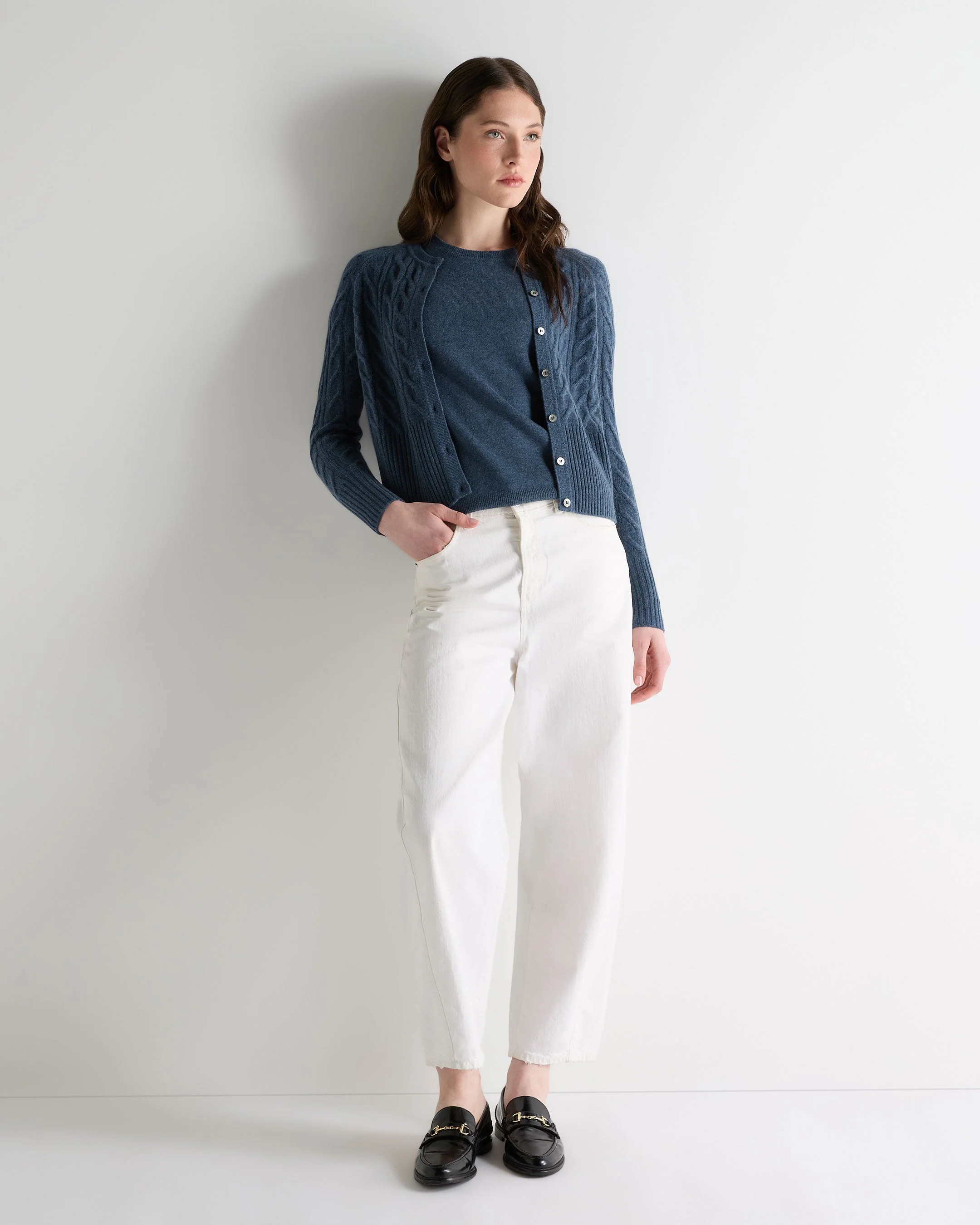 Women's Milly Classic Cashmere T-Shirt Light Denim Blue