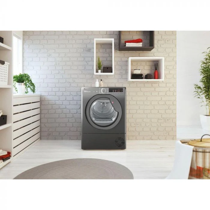 Hoover 220 Volt Washer Silver Graphite 8KG H3W58T/220/GGE Washing Machine and Hoover 220 volt Dryer HLEC8TR/220v/GR SET