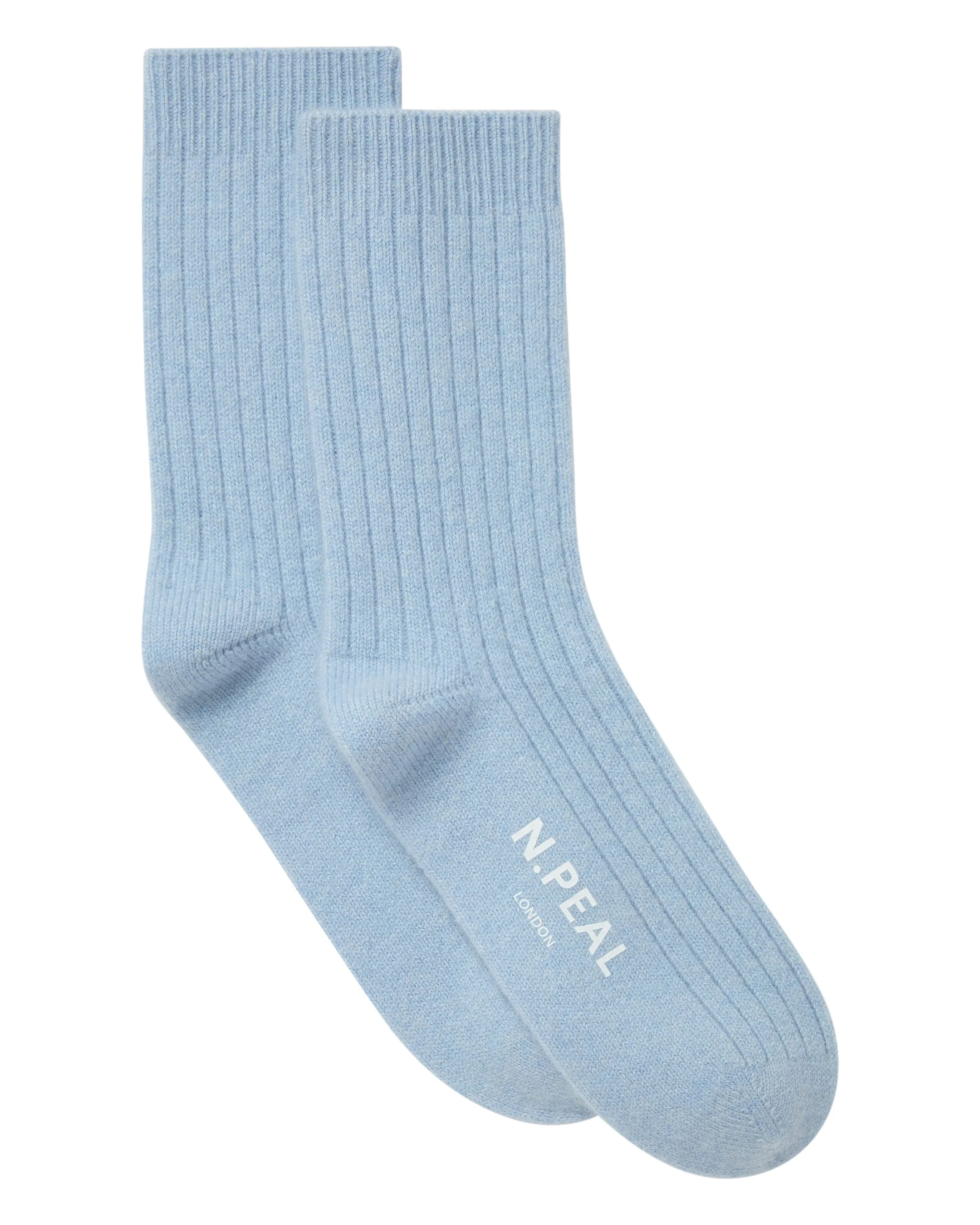 Women's Rib Cashmere House Socks Sea Mist Blue