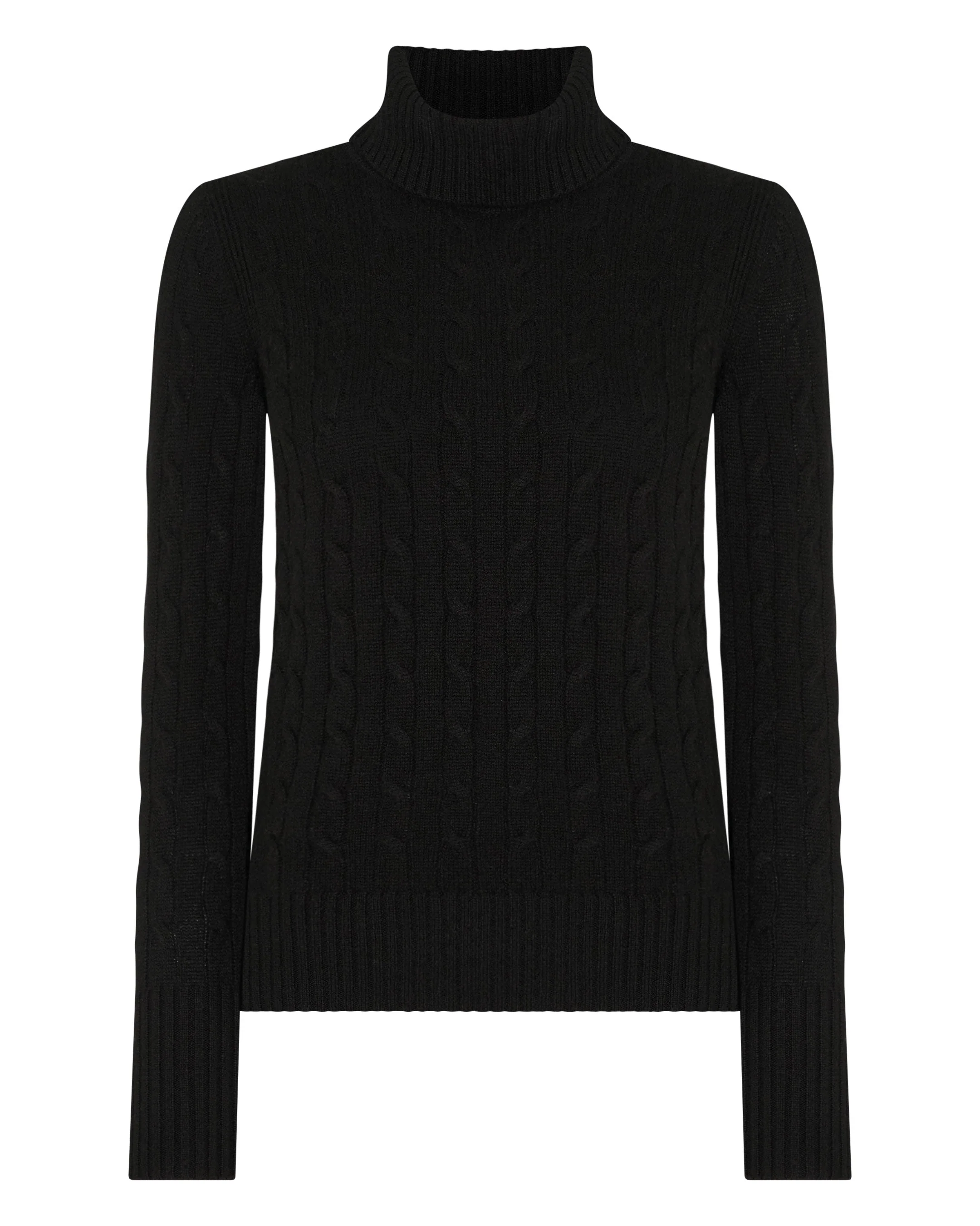 Women's Adelyn Cable Turtle Cashmere Sweater Black