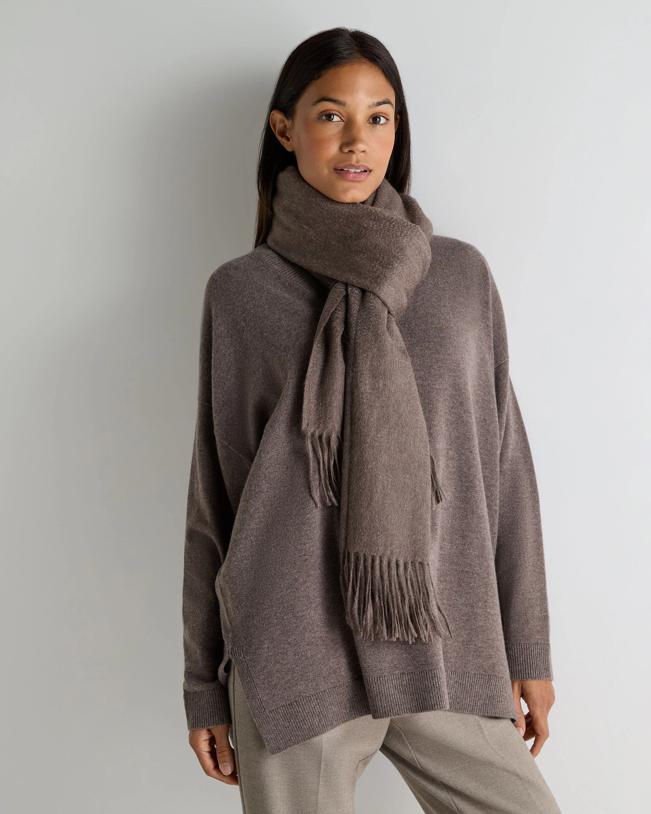 Women's Woven Cashmere Shawl Otter Brown