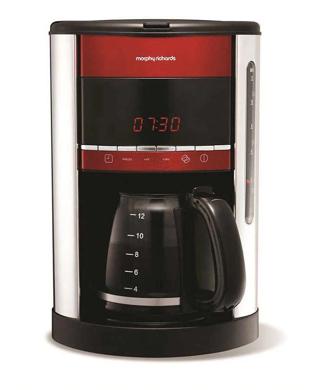 Morphy Richards Accents Digital Filter Coffee Maker 220 240 volts - Red- (47089-00)