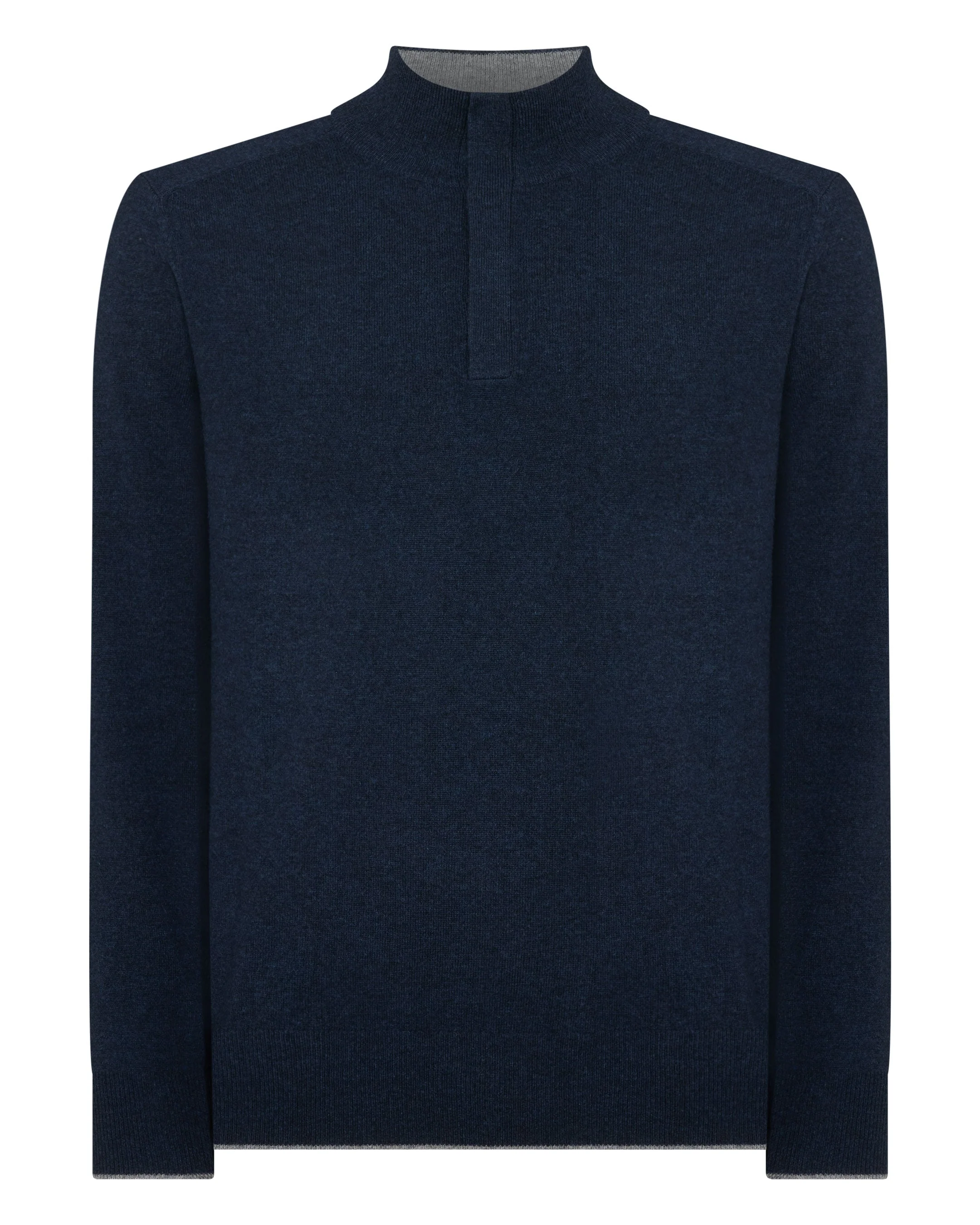 Men's Half Button Cashmere Sweater Indigo Blue