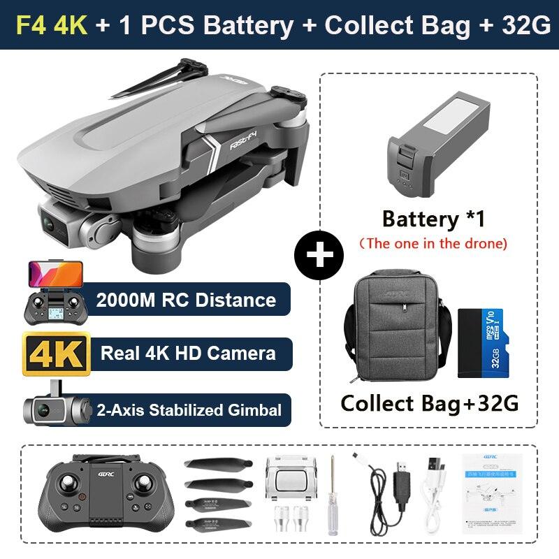 F4 Drone - 4K HD Professional 2-Axis Gimbal Brushless RC Dron GPS 5G WIFI 2KM Flight Distance FPV Foldable Quadcopter VS SG907 MAX Professional Camera Drone