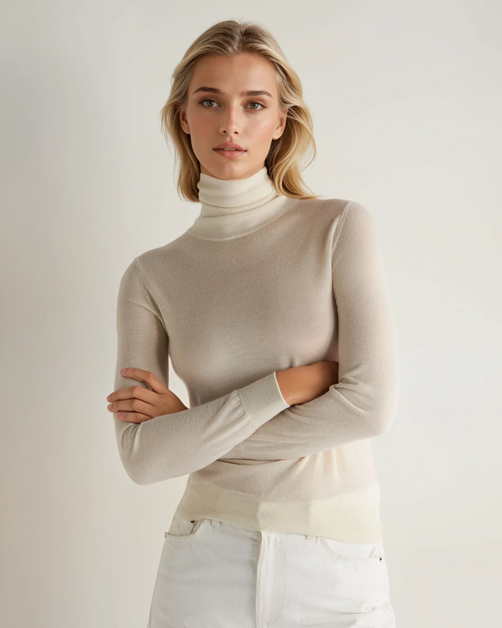 Women's Margot Superfine Cashmere Turtle Neck Sweater New Ivory White