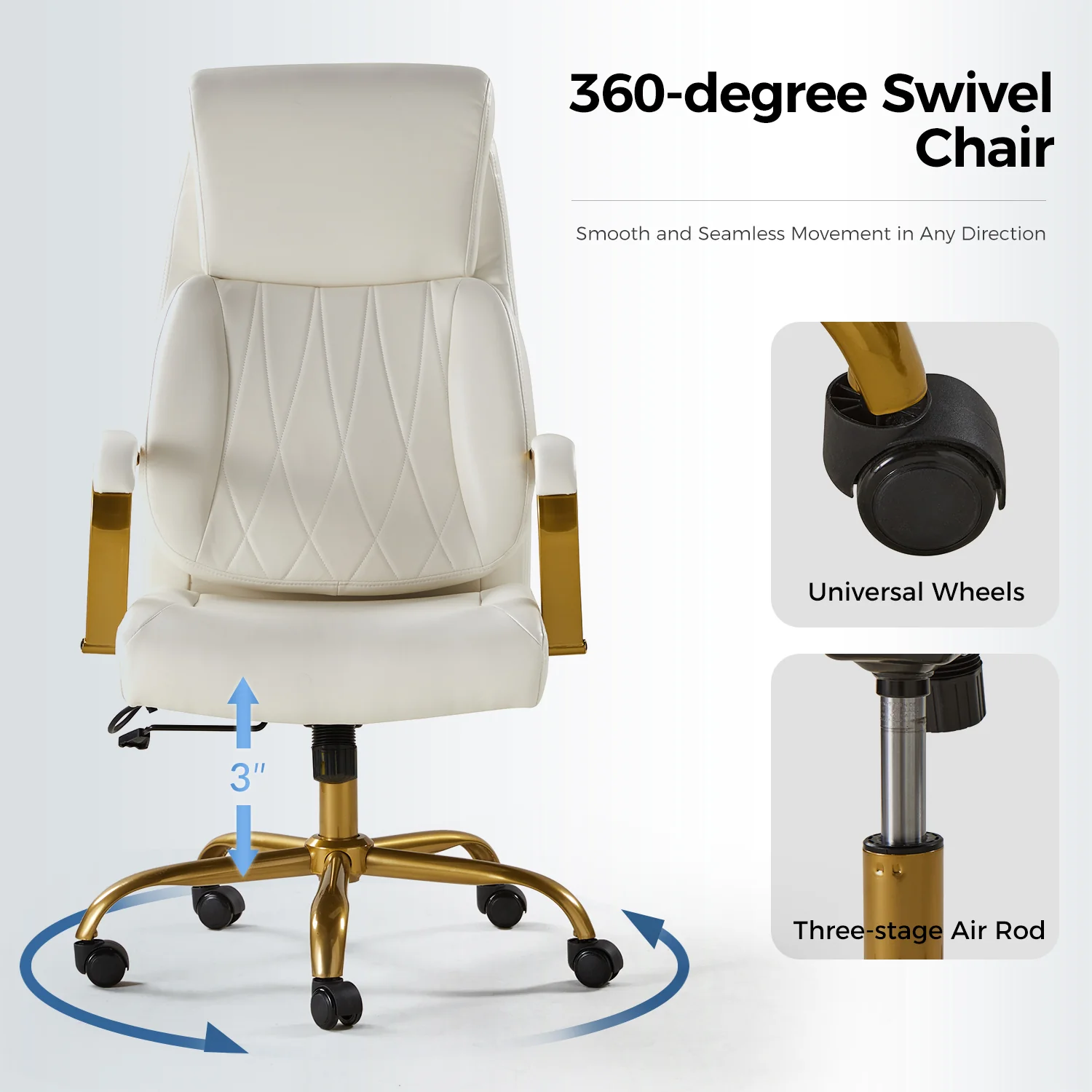 Bradford Ergonomic Office Chair with Lumbar Support in Ivory