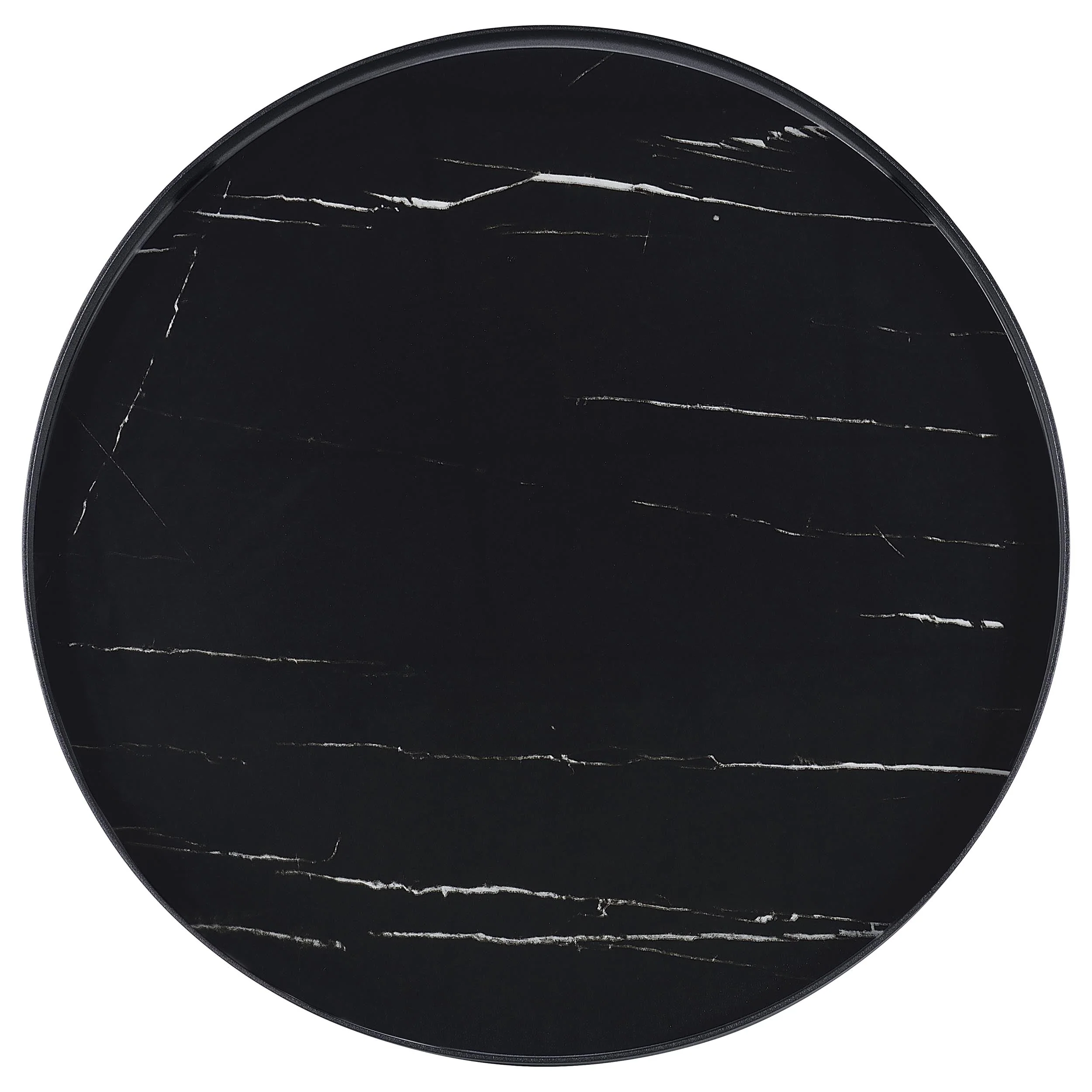 Briggs Round Marble Printed Glass Top End Side Table White