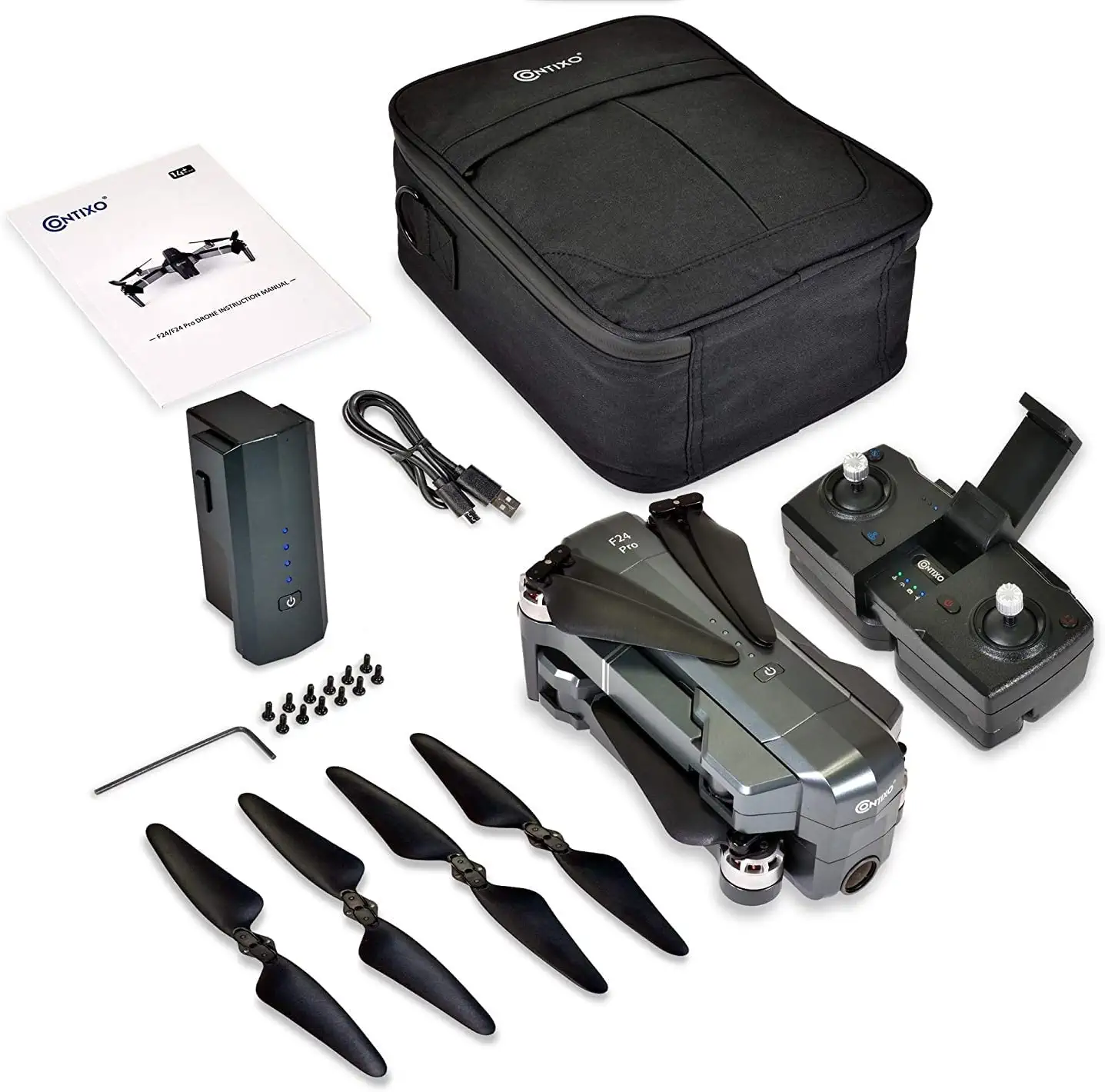 Contixo F24 Pro drones - with camera for adults 4K HD UHD Foldable RC Quadcopter GPS Return Home, FPV Camera Compatible with VR - 30 Minutes Flight Time - Foldable Brushless Motors - With Carrying Case Professional Camera Drone