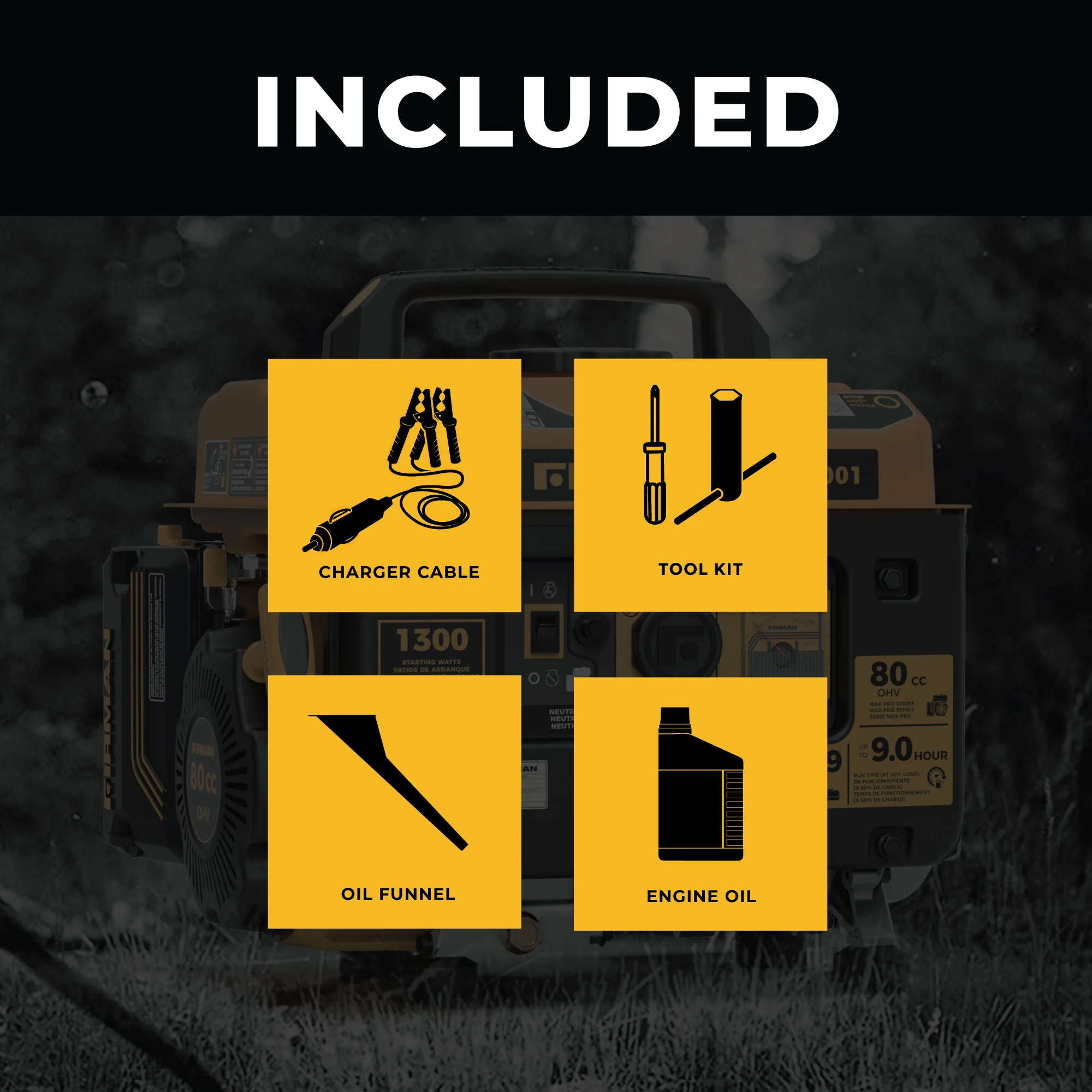 Gas Portable Generator 1300W Recoil Start