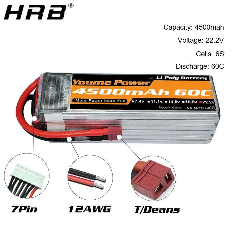 2PCS Youme Lipo 2S 3S 4S 5200mah 6200mah Battery - T Deans EC5 XT60 3S 11.1V 2S 7.4V 4S 14.8V 6S 22.2V RC Car Drone FPV Helicopter Airplane Toys Parts