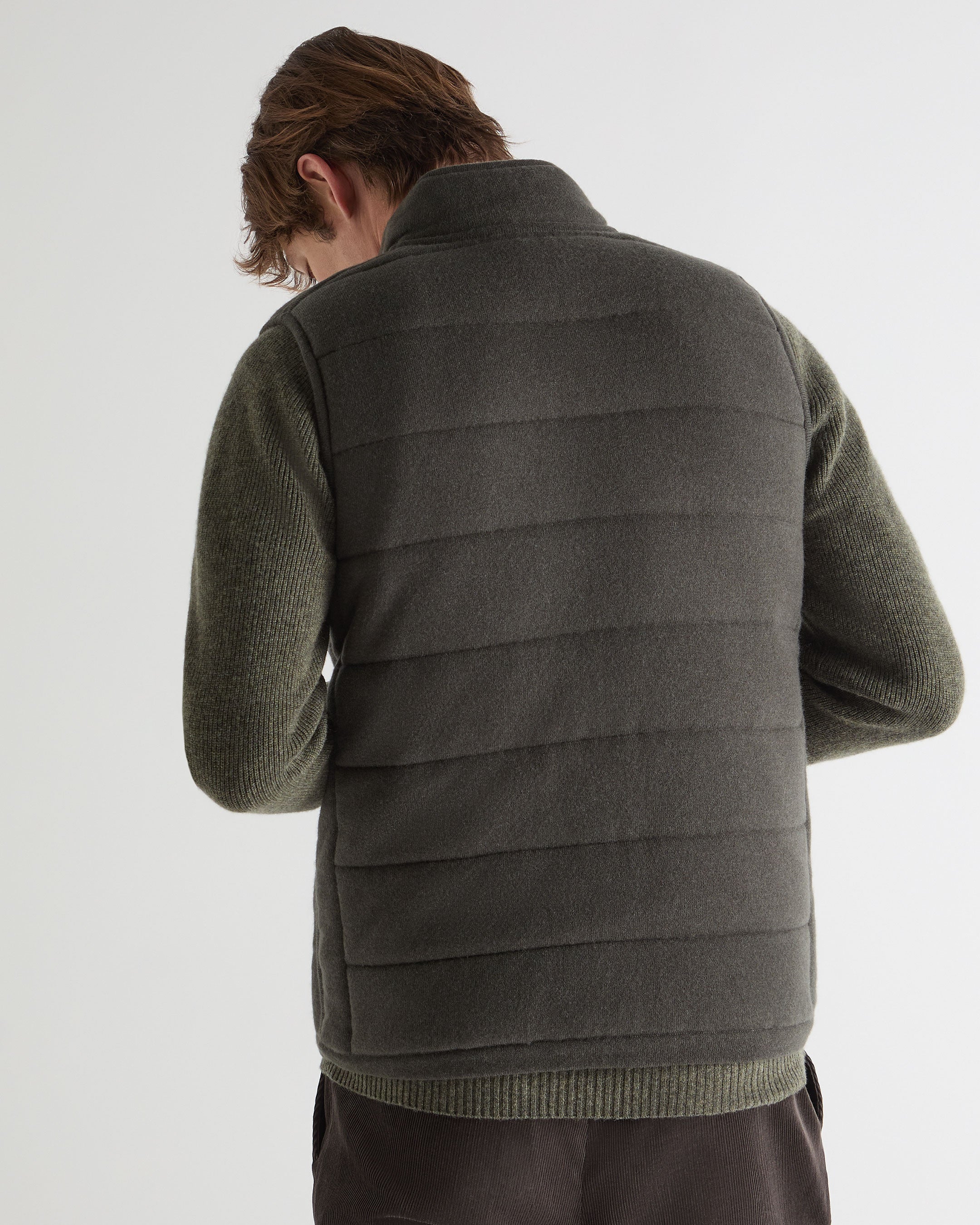 Men's Mall Reversible Cashmere Gilet Arabica Khaki Green