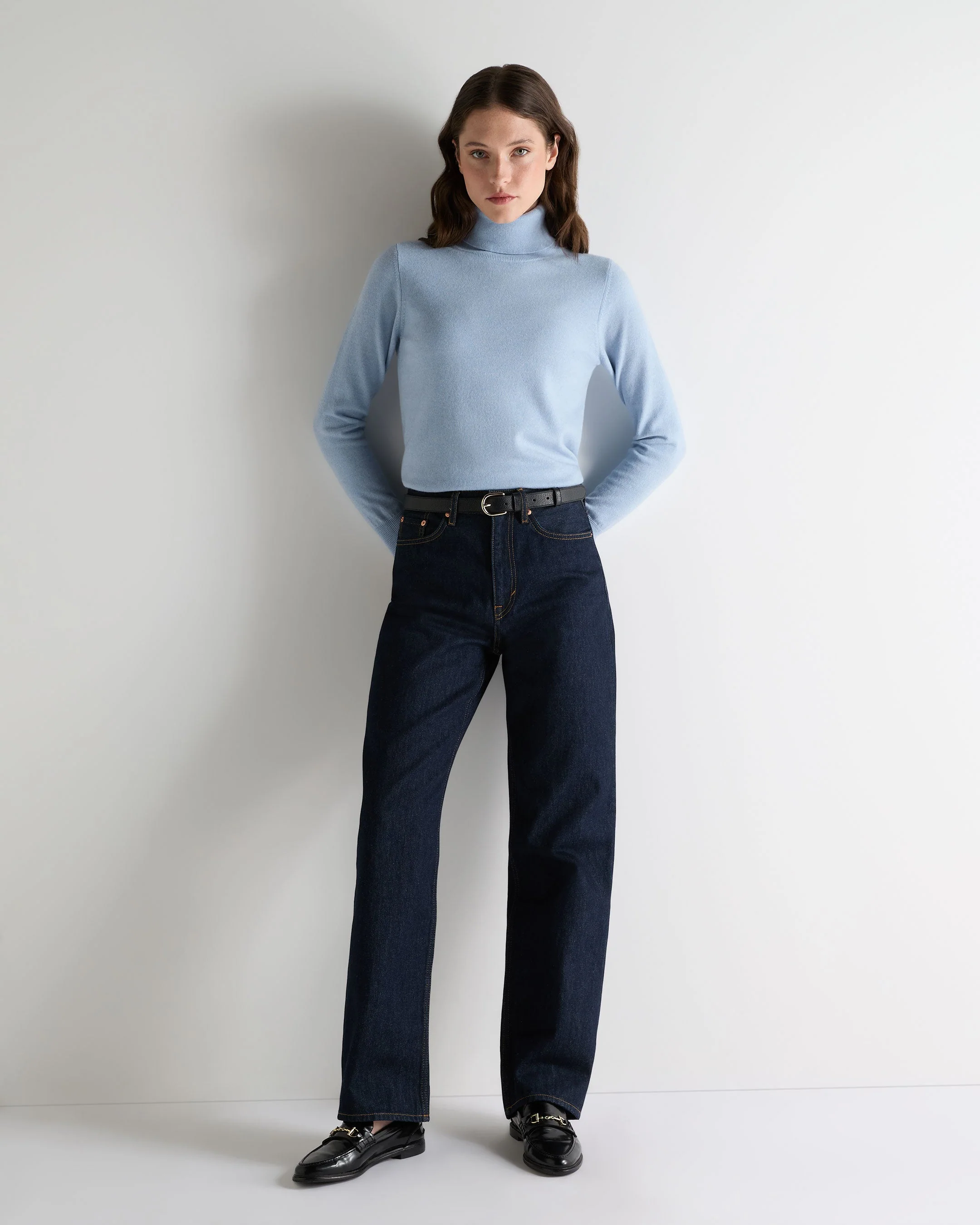 Women's Luna Turtle Neck Cashmere Sweater Sea Mist Blue