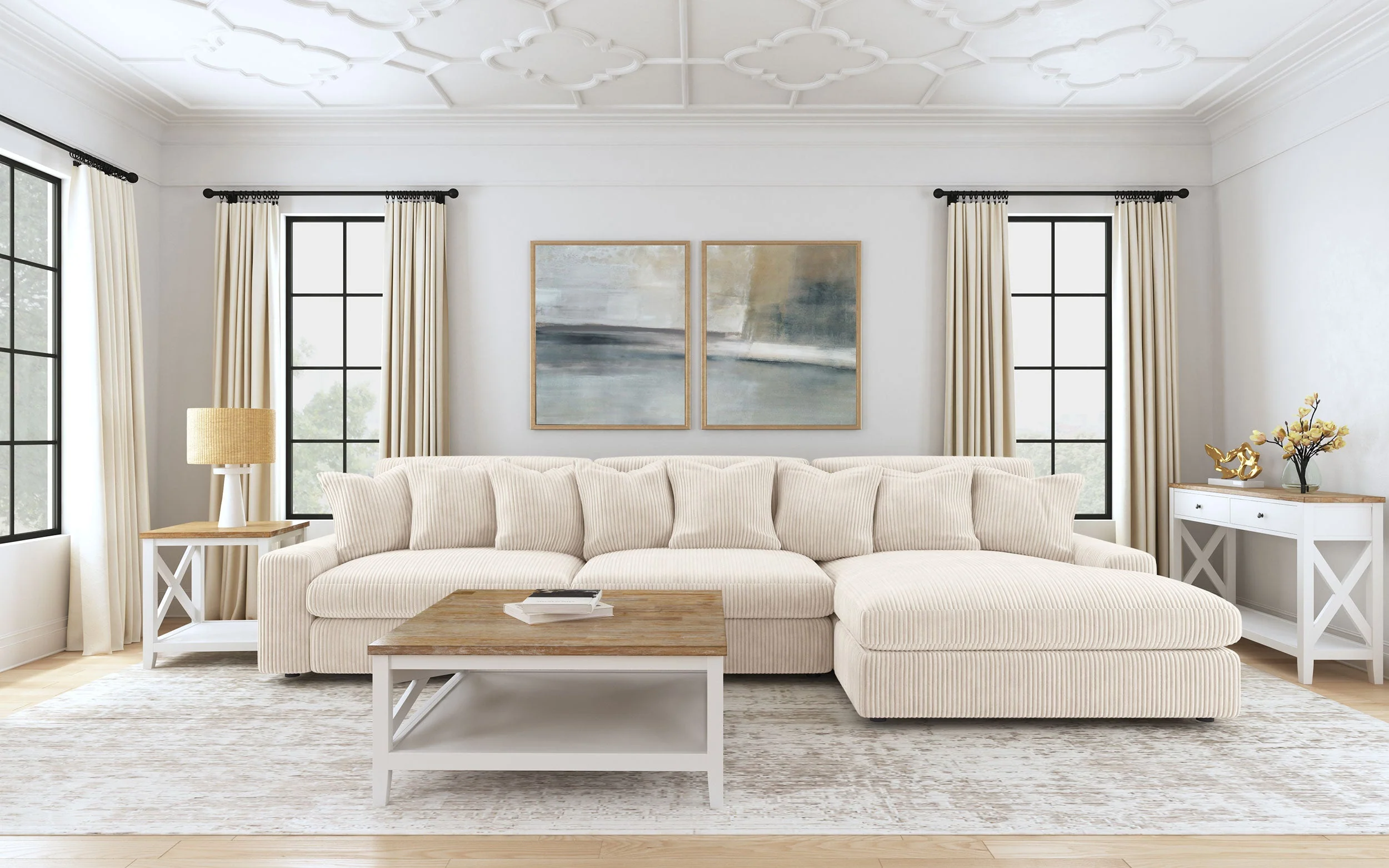 Blaine Upholstered Reversible Chaise Sectional Sofa Fog