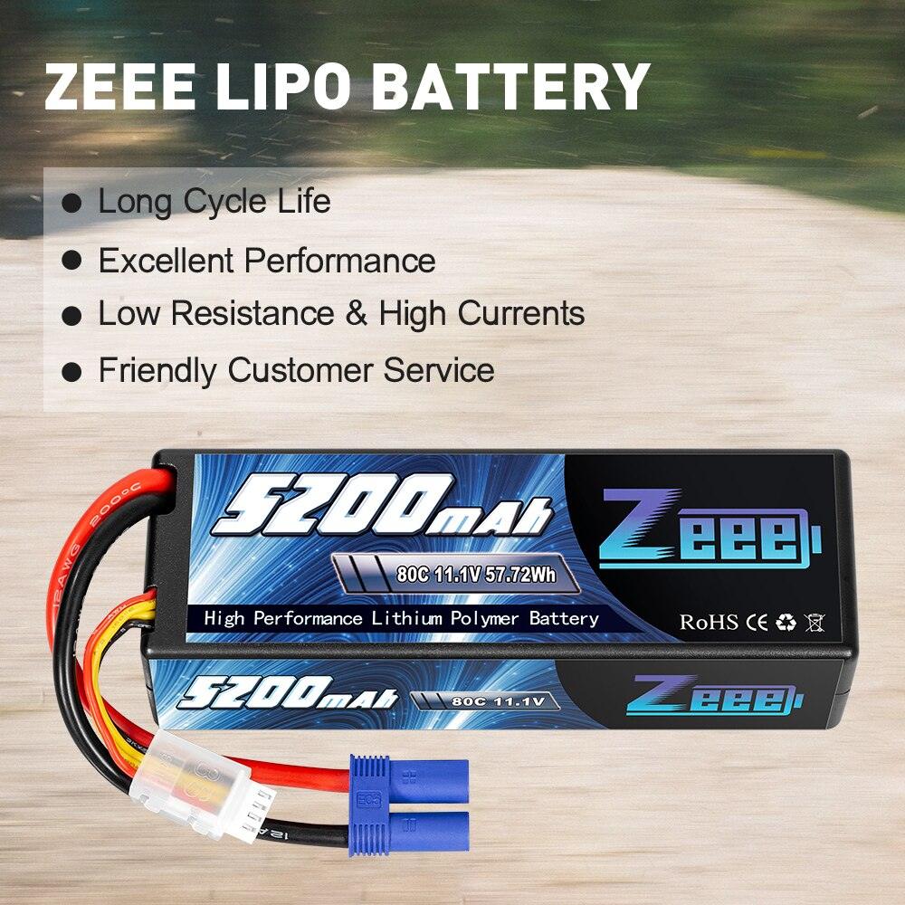 2units Zeee 11.1V 80C 5200mAh 3S Lipo Battery with EC5 Connector Hardcase Battery for RC Car Boat Truck Helicopter Airplane FPV Drone Battery