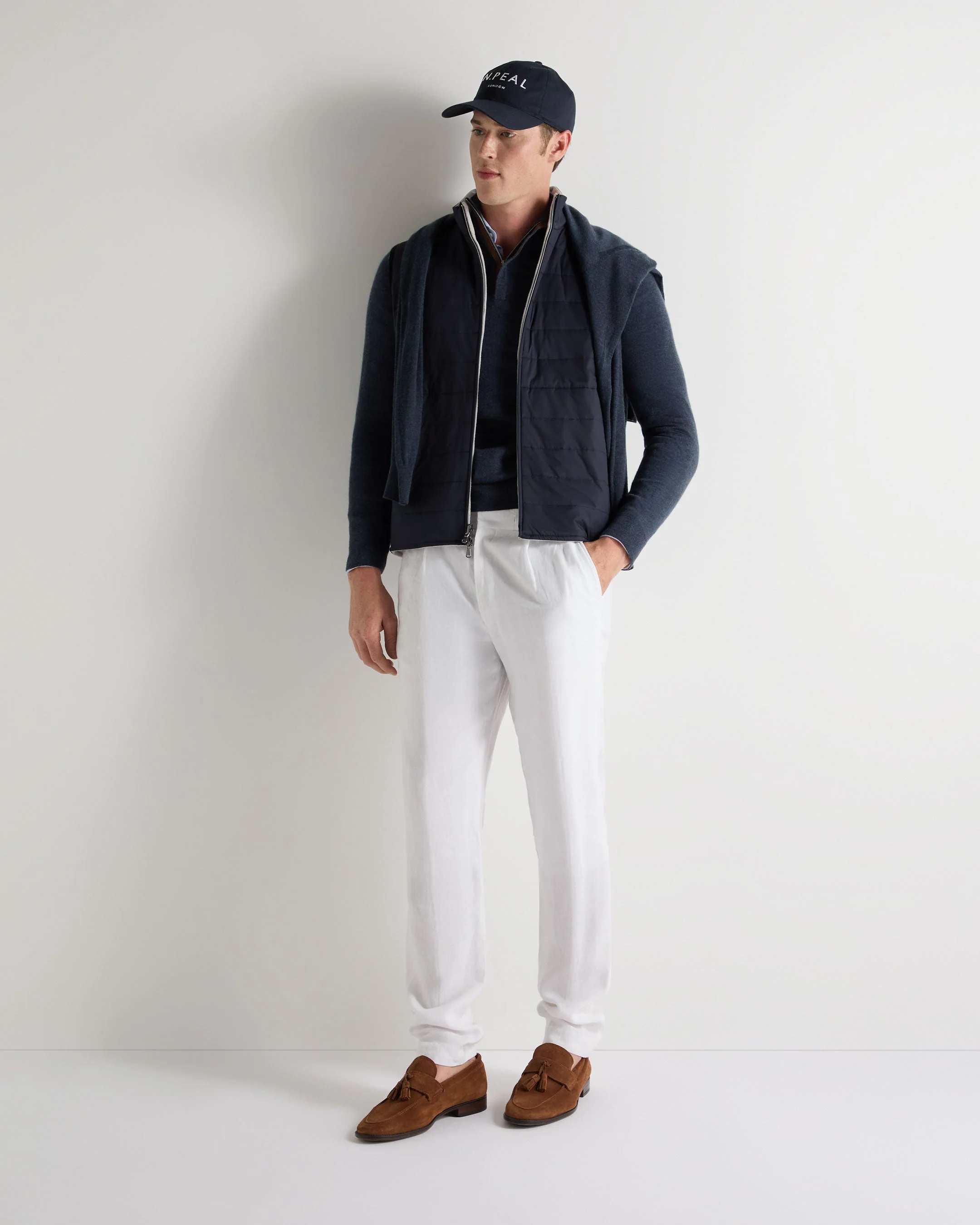 Men's Regent Fine Gauge Cashmere Half Zip Jumper Indigo Blue