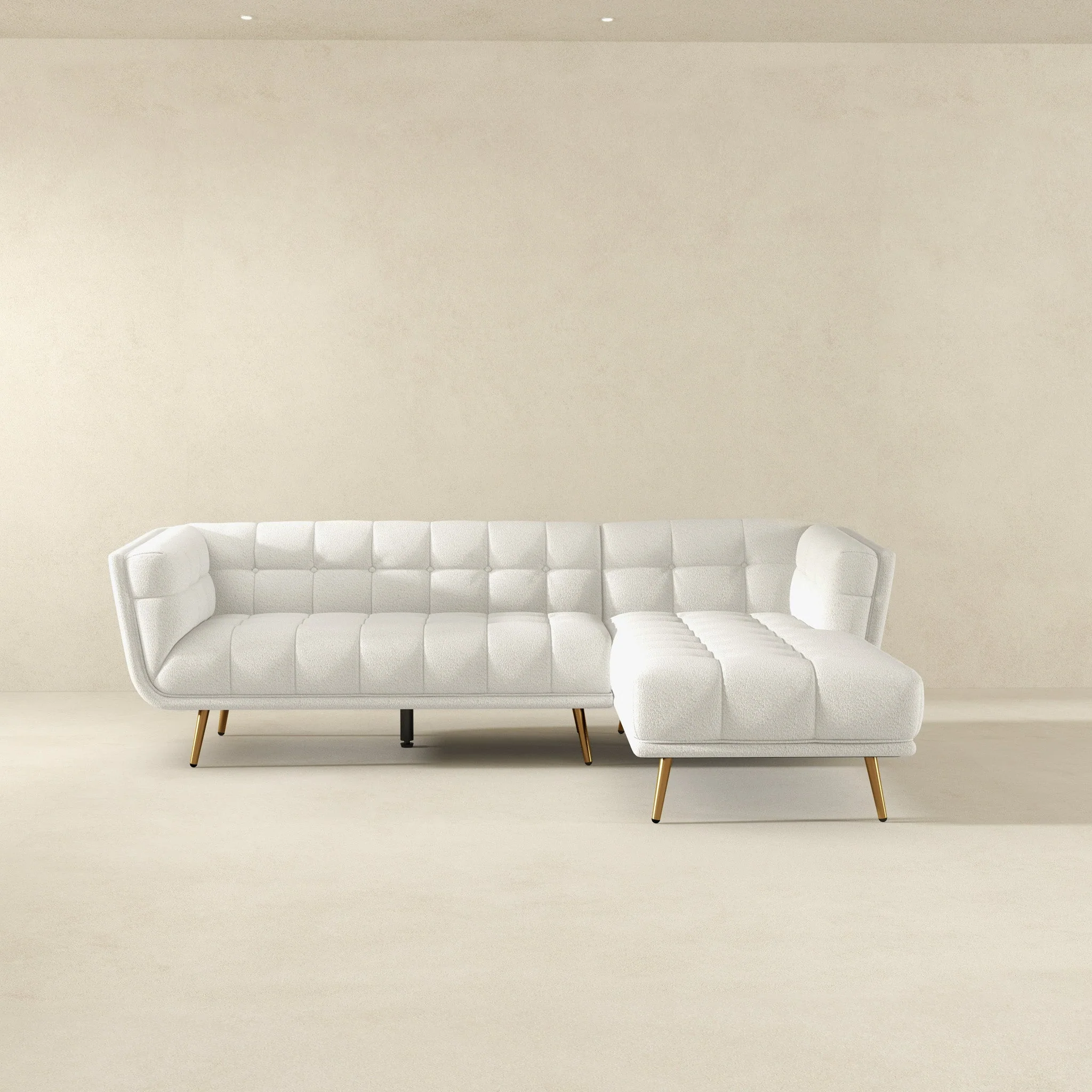 Addison Right Sectional Cream Boucle Sofa