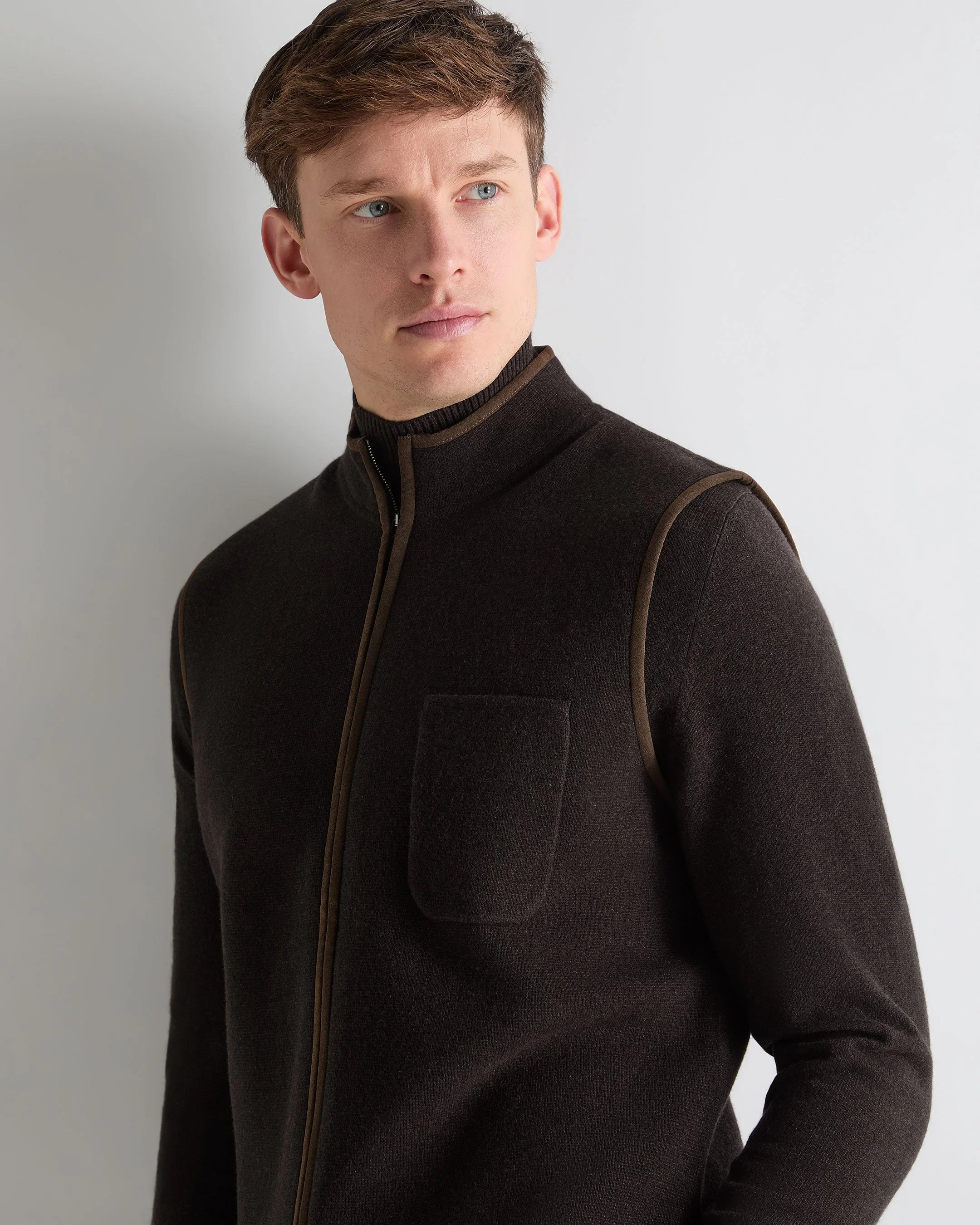 Men's Shaftesbury Cashmere Gilet Chocolate Brown