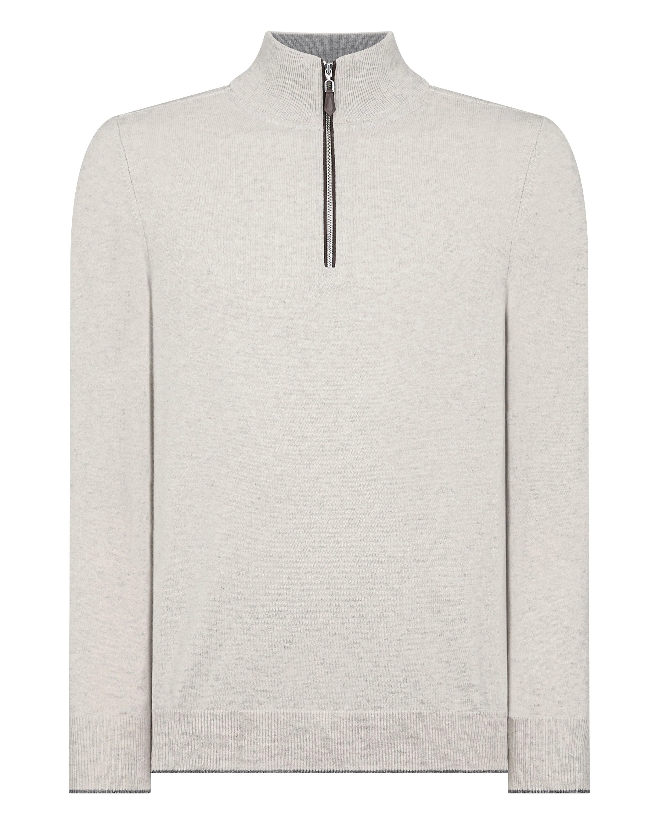 Men's Carnaby Half Zip Cashmere Jumper Pebble Grey
