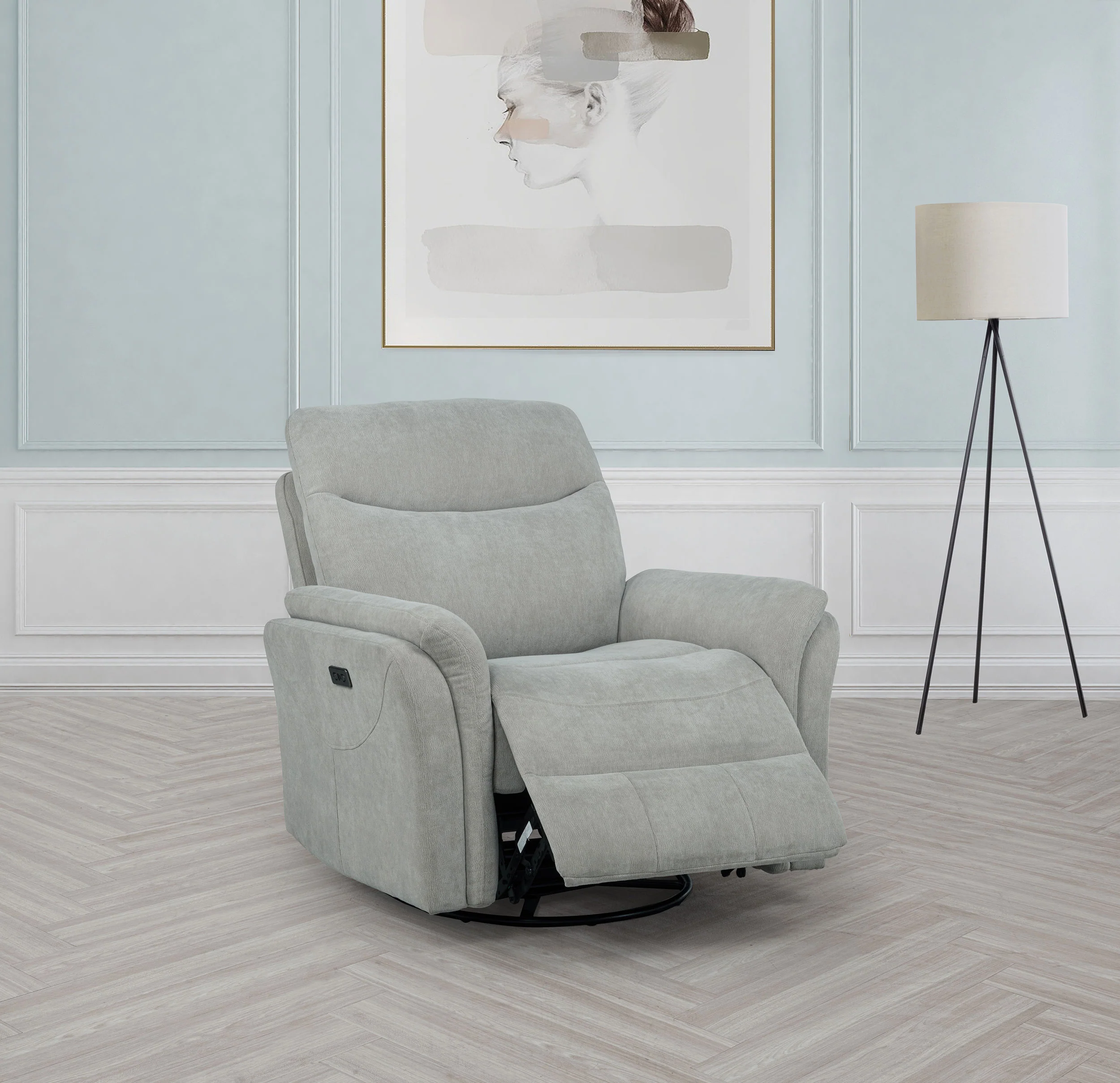 Adler Upholstered Power Swivel Glider Recliner