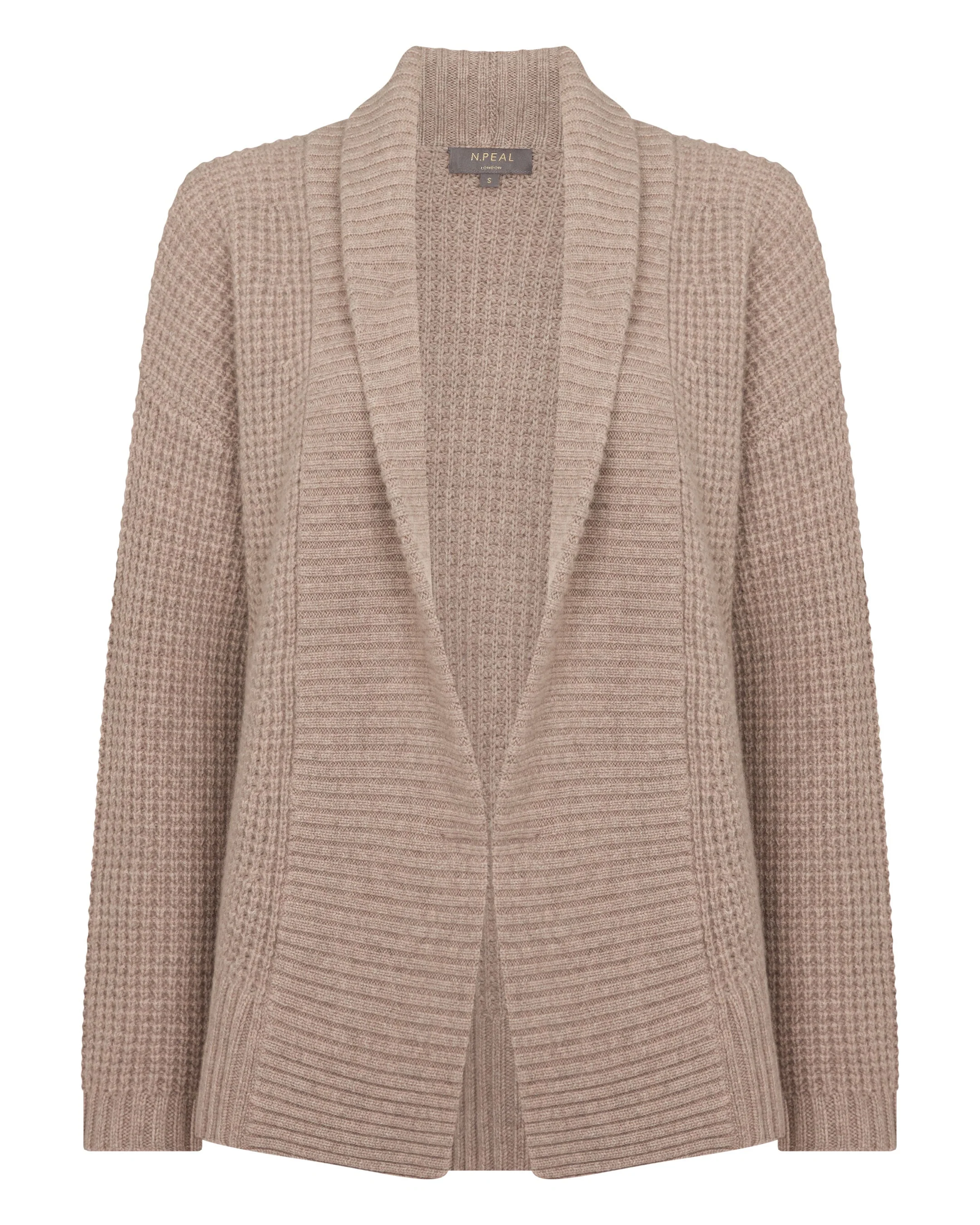 Women's Chunky Moss Stitch Cashmere Cardigan Oatmeal Brown