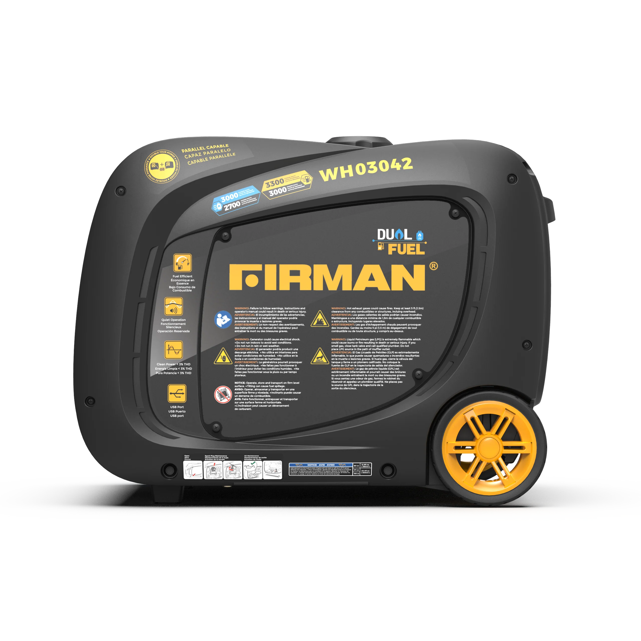 Dual Fuel Inverter Portable Generator 3300W Electric Start