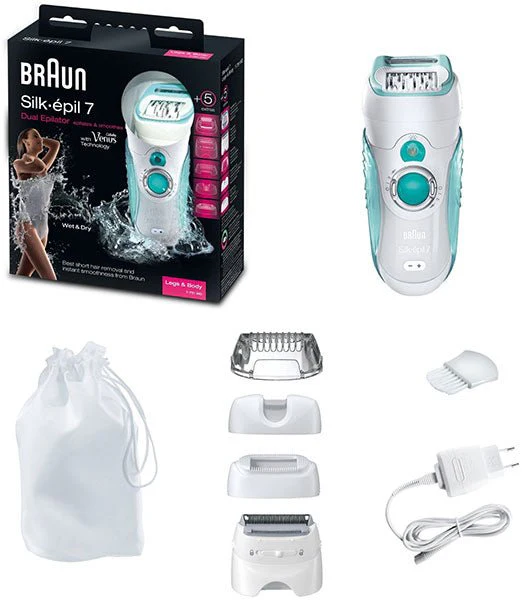 Braun SE7751 Epil Dual Epilator 220-240 Volts, White & Turquoise