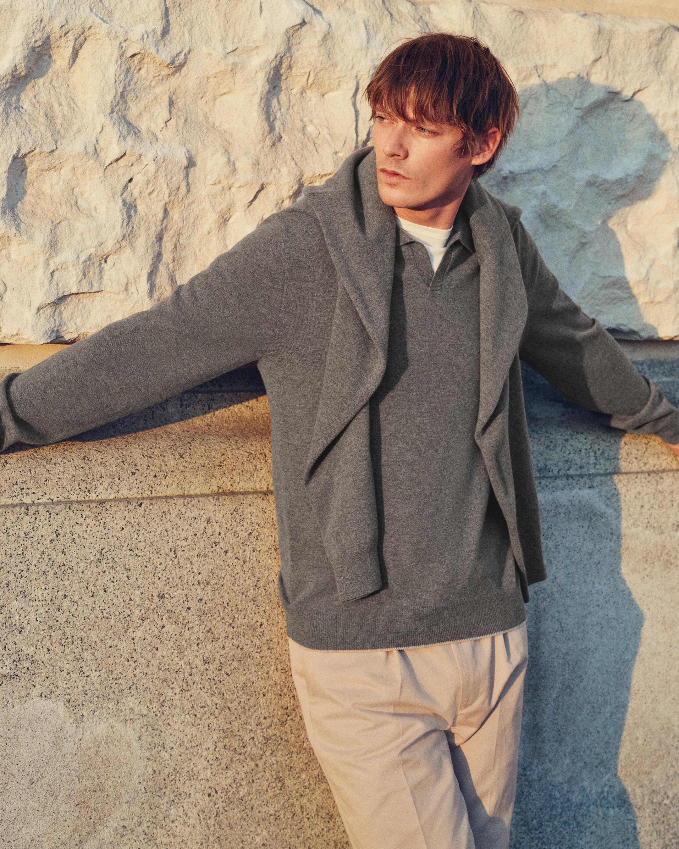 Men's Sloane Cashmere Polo Otter Brown