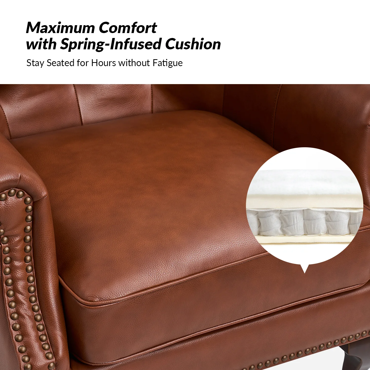 Anthony Genuine Leather Armchair in Brown