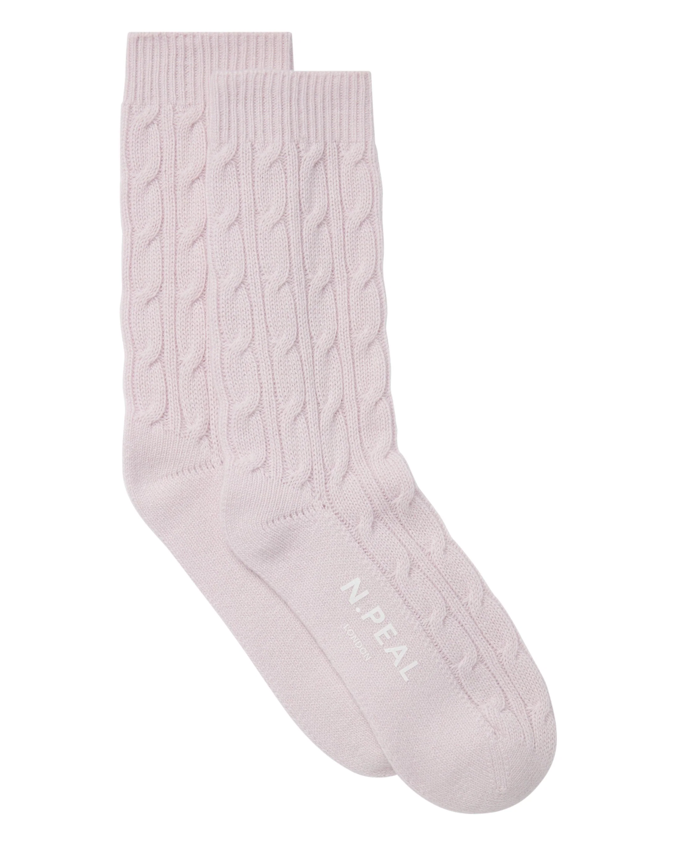 Women's Cable Cashmere House Socks Chalk Pink