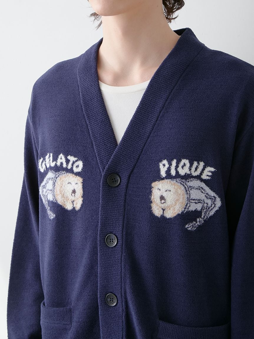Mens Sleeping Cat Jacquard Cardigan