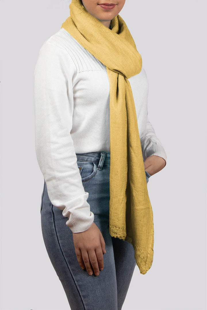 Handwoven Sunburst Yellow Cashmere Scarf Shawl Wrap
