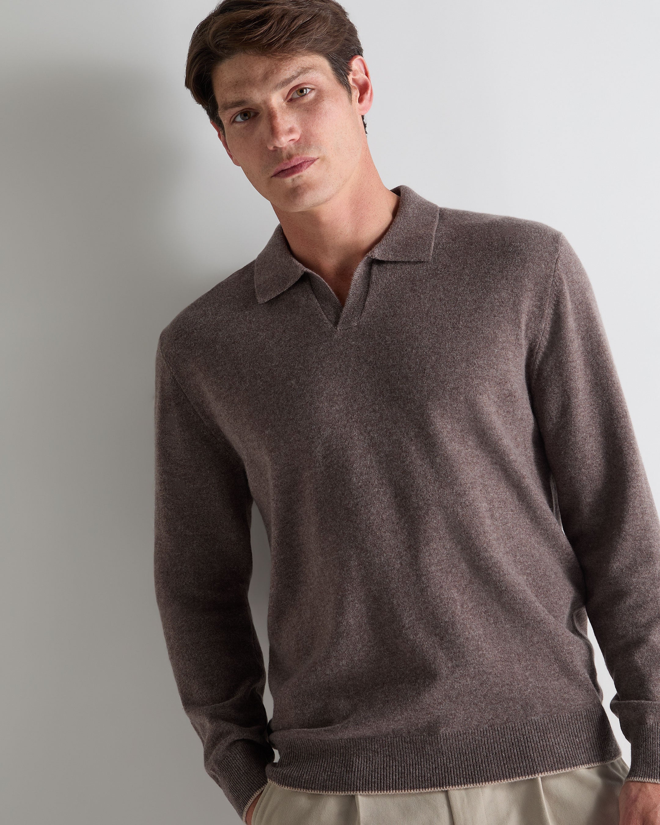 Men's Sloane Cashmere Polo Otter Brown