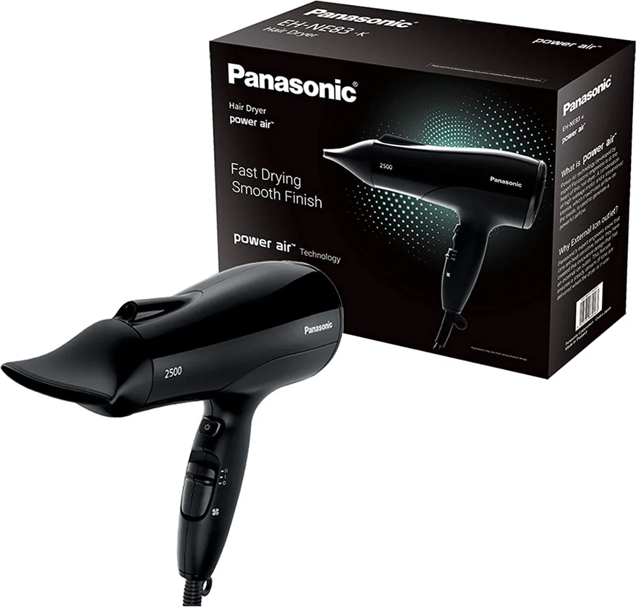 Panasonic EH-NE83  Ionic Hair Dryer 220 v 240 volt 50 hz  Black  2500 watts