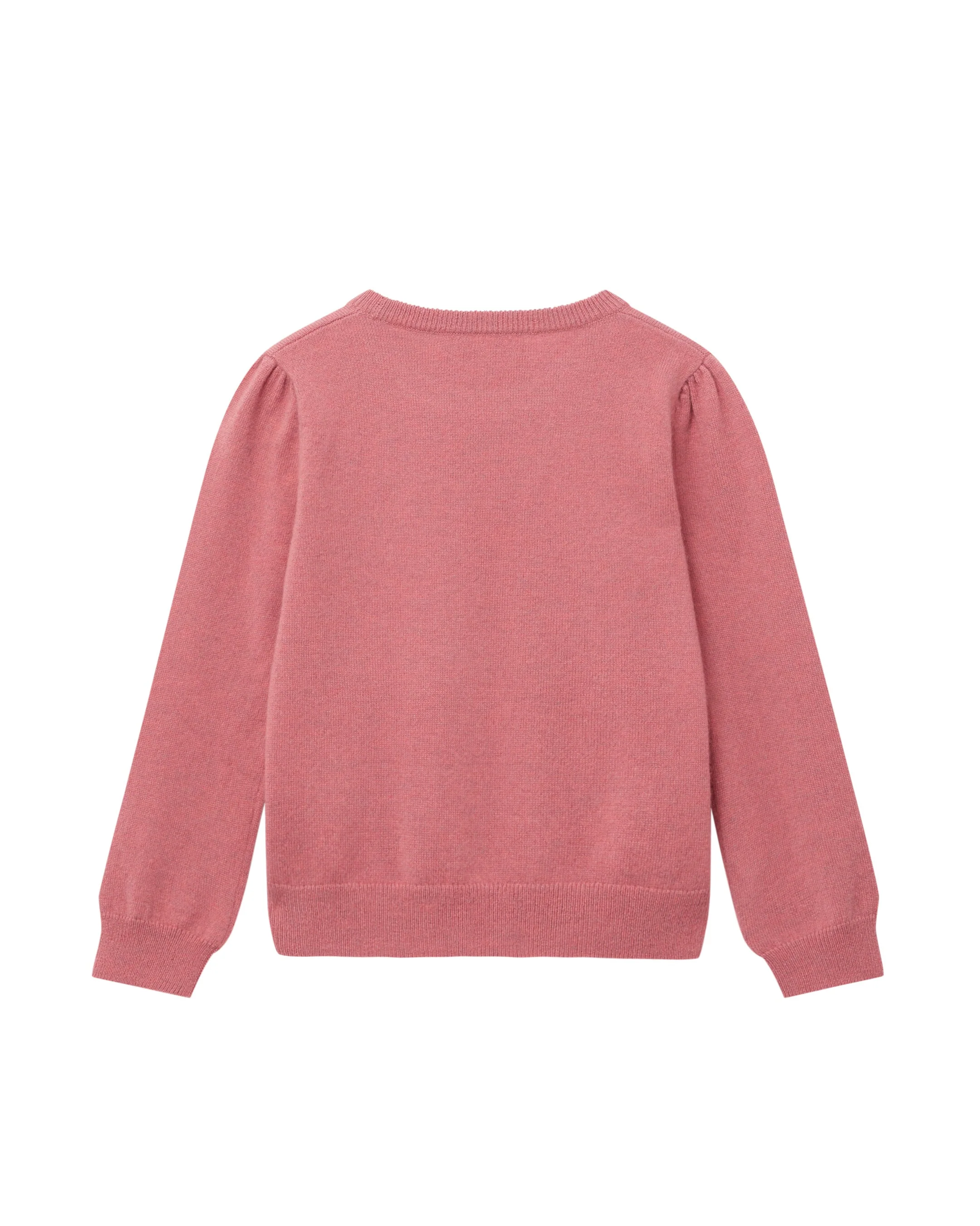 Girls Round Neck Cashmere Sweater Heather Pink