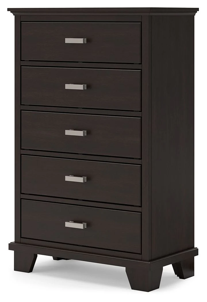 Covetown - Five Drawer Chest - Dark Brown