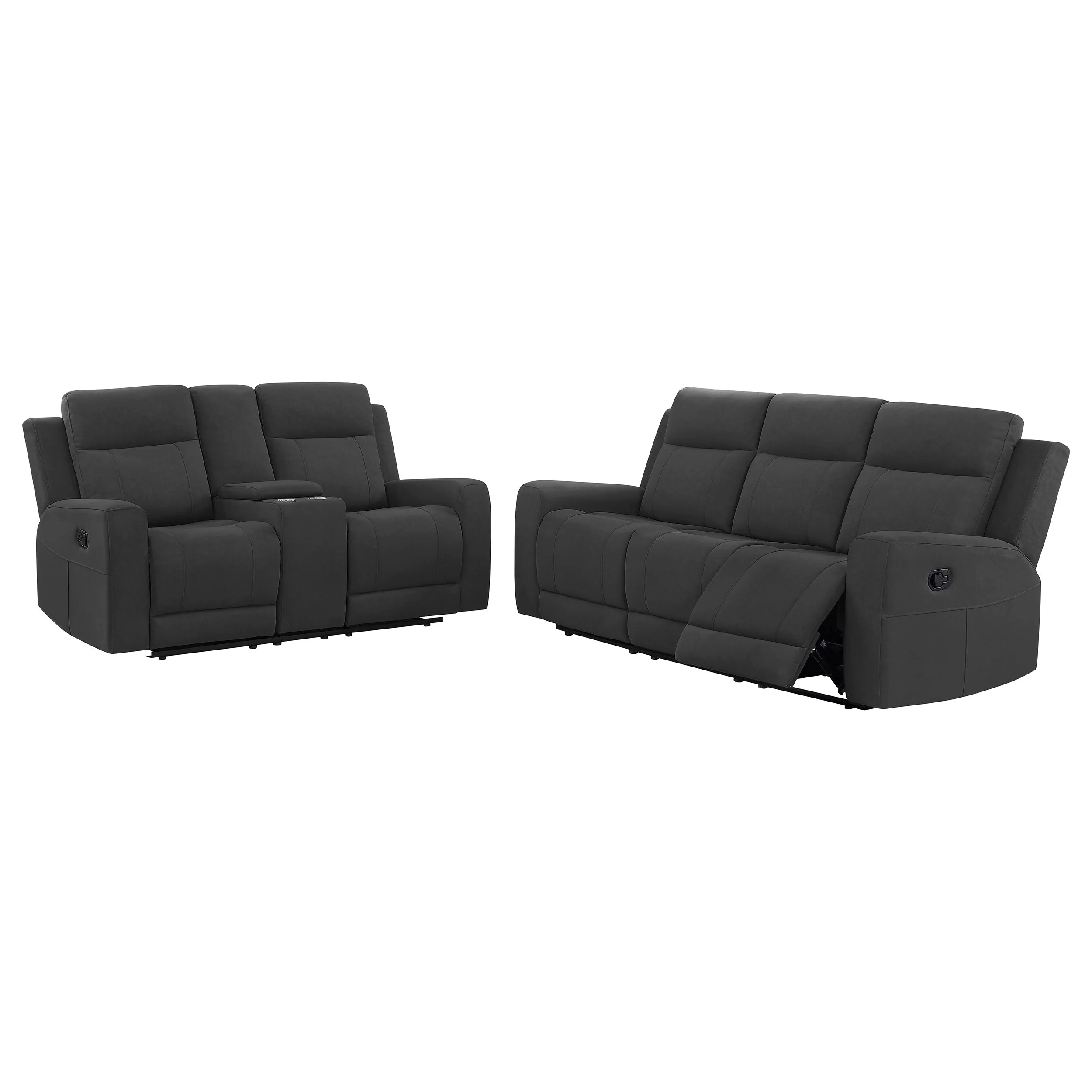 Brentwood  Upholstered Reclining Sofa Set Charcoal