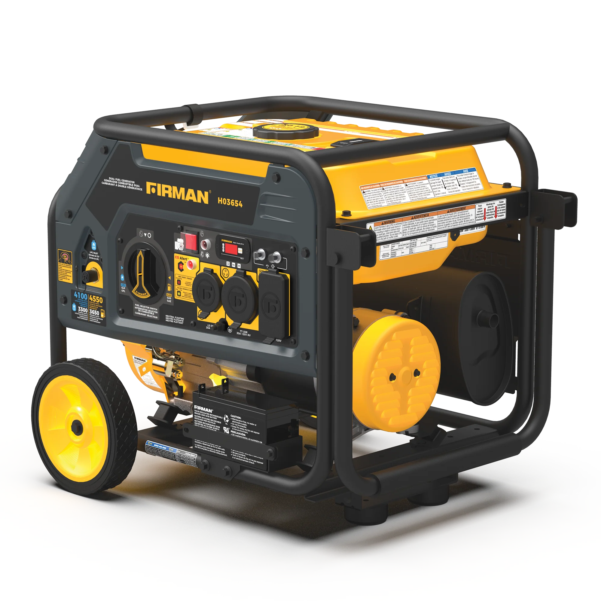 Dual Fuel 4550W Portable Generator Electric Start with CO Alert