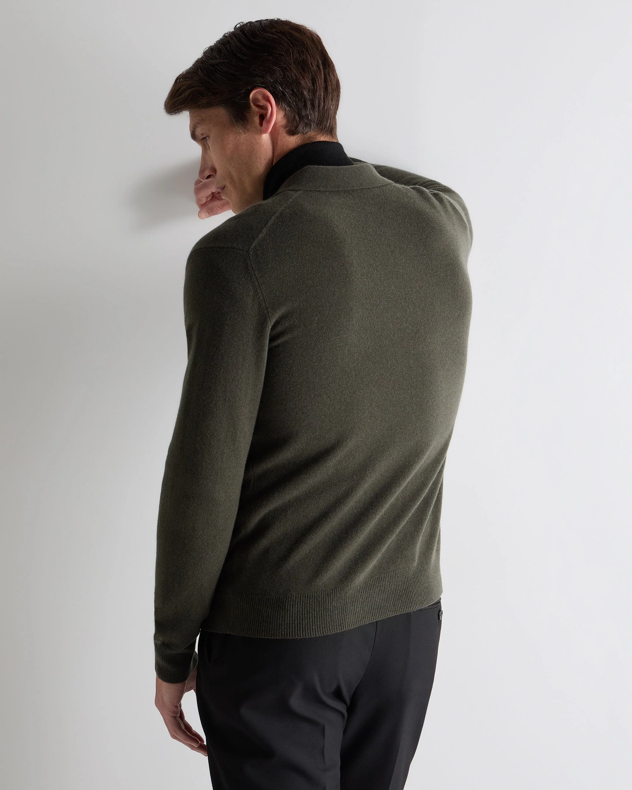 Men's Greenwich Cashmere Polo Shirt Arabica Khaki Green