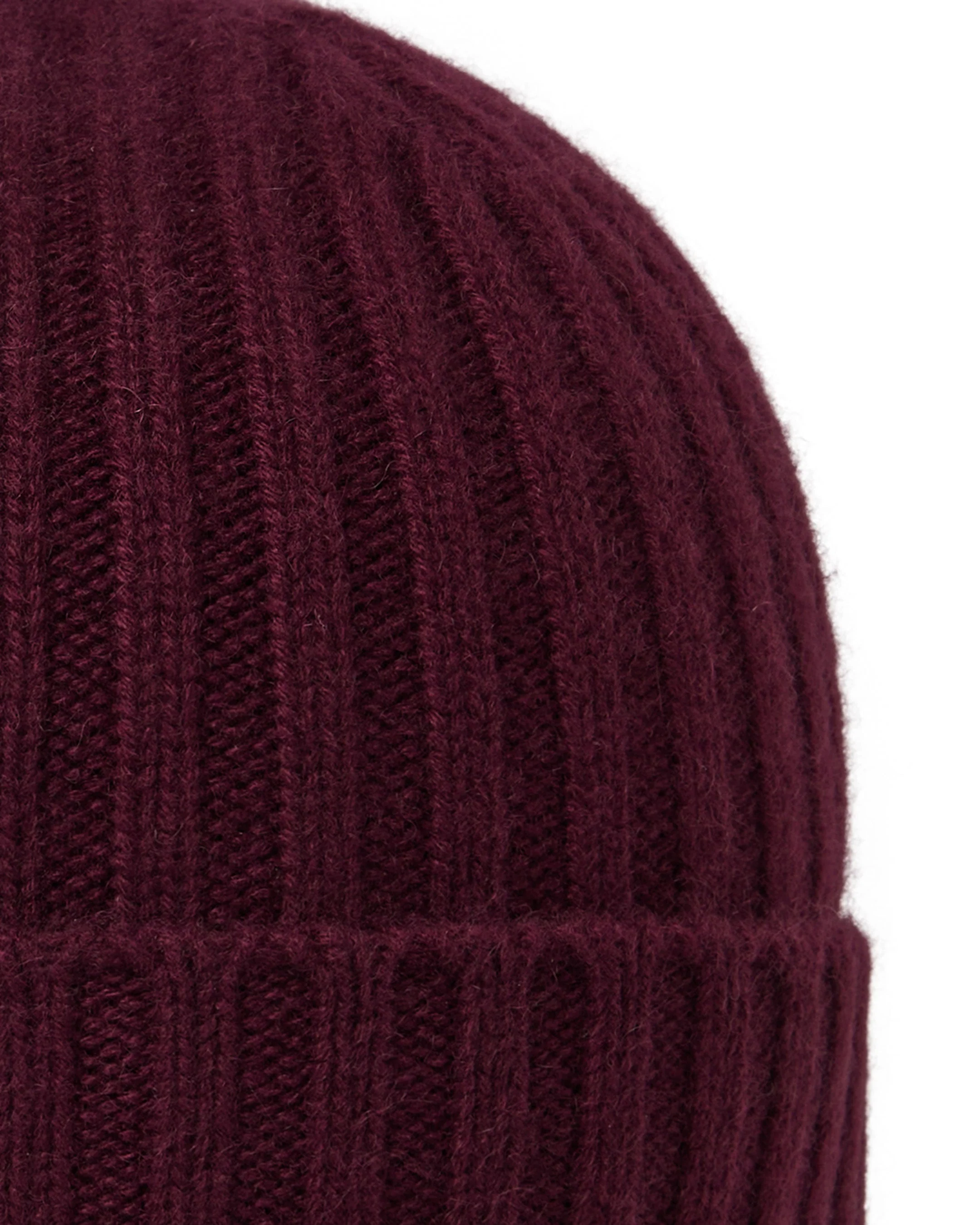 Unisex Chunky Ribbed Cashmere Hat Bordeaux Red