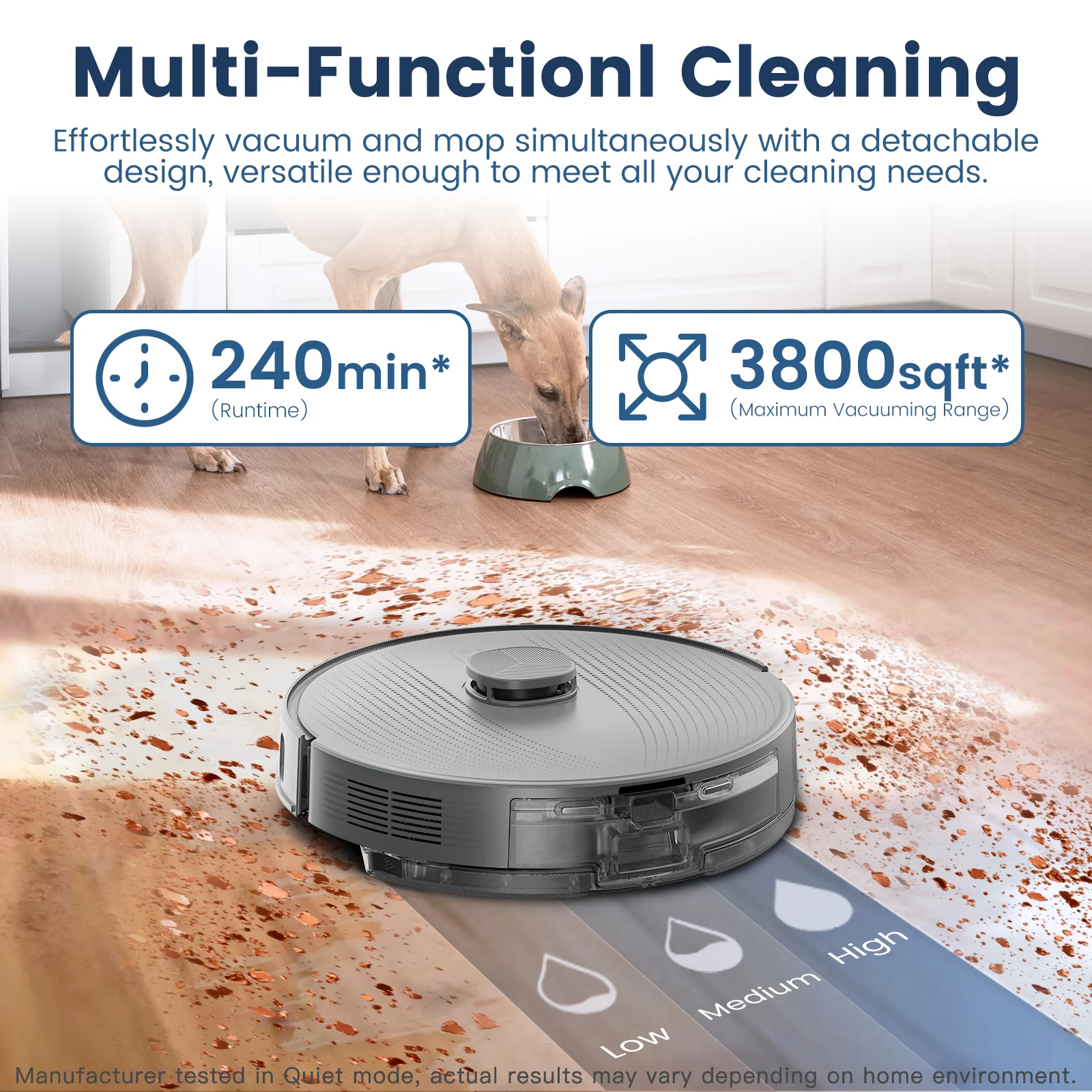 AIRROBO T25+ Robot Vacuum and Mop Cleaner - Self-Empty, 5500Pa Suction, Ultrasonic Carpet Detection