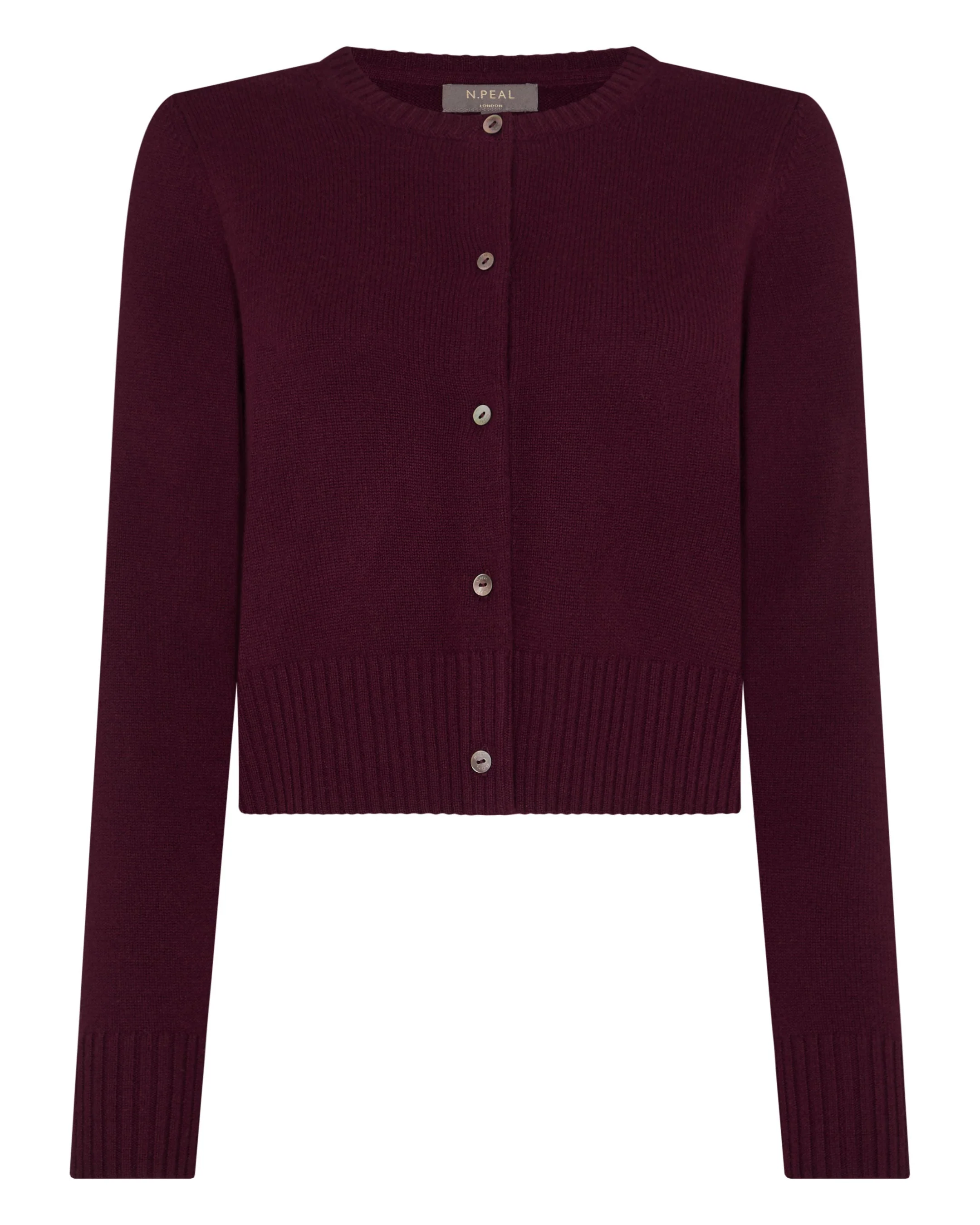 Women's Chunky Crop Cashmere Cardigan Bordeaux Red