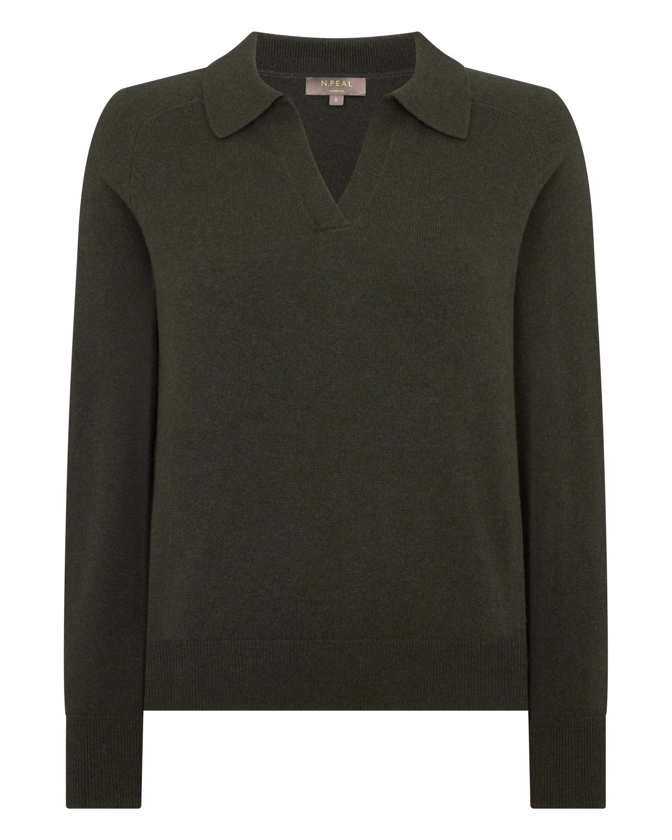 Women's Harriet Cashmere Polo Shirt Arabica Khaki Green