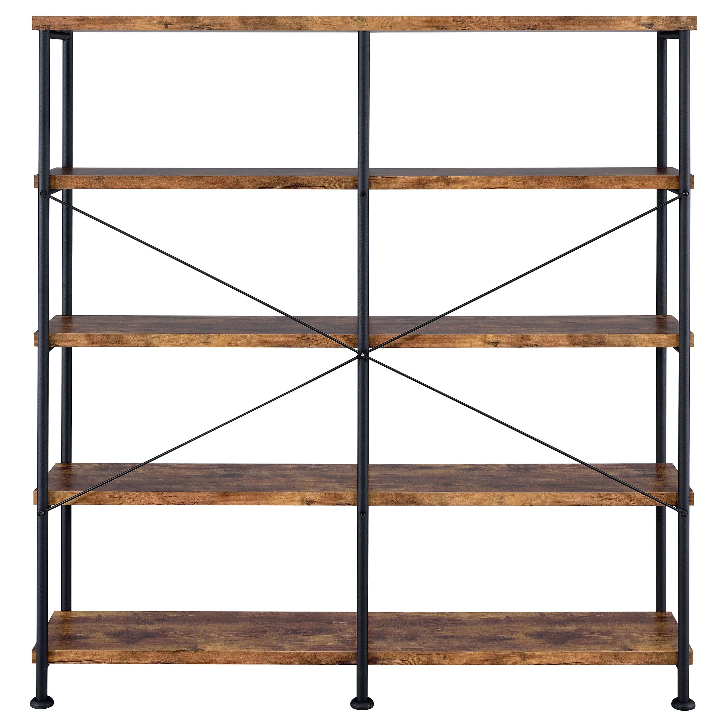 Analiese 63-inch 4-shelf Double Bookshelf Grey Driftwood