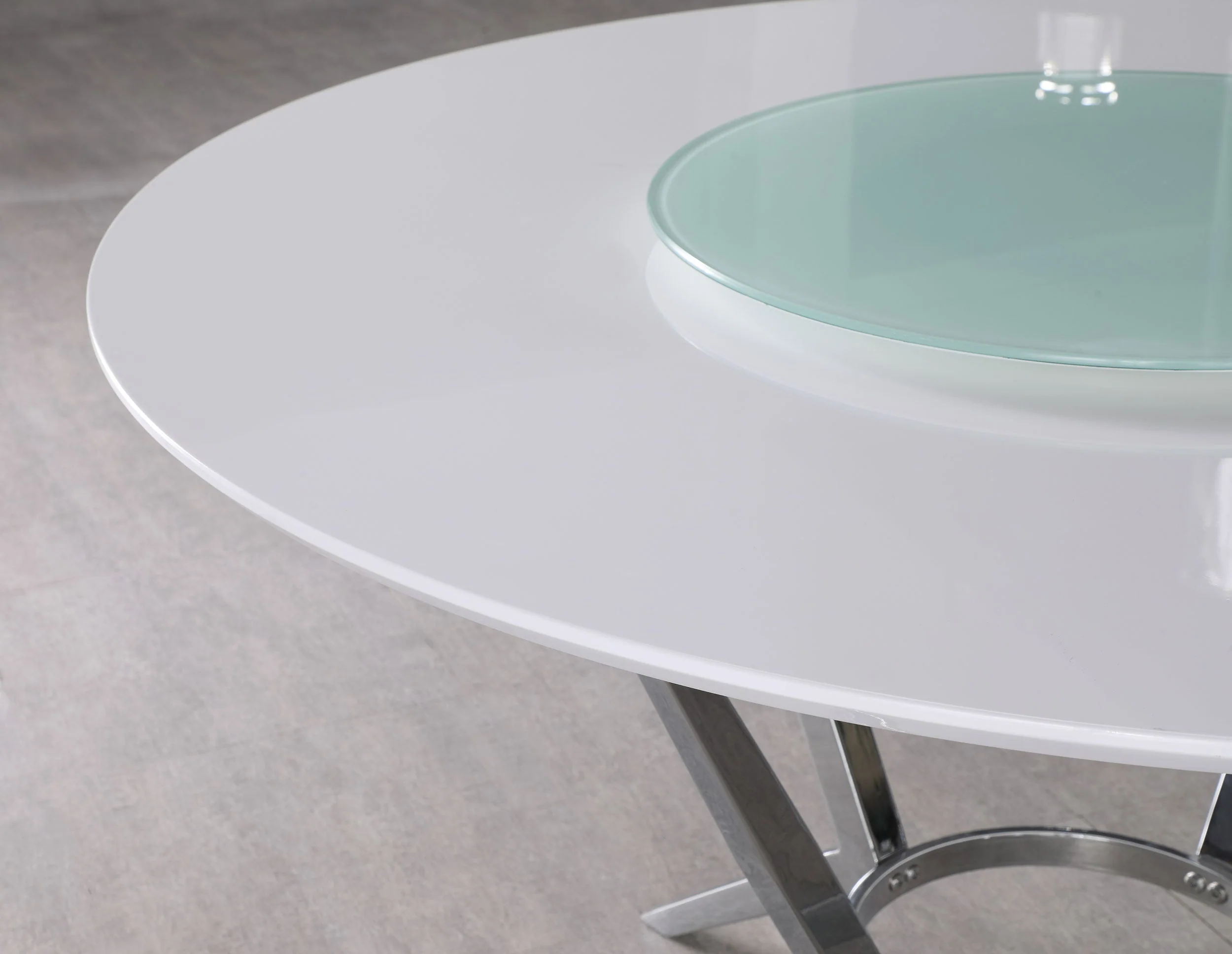 Abby  Round Dining Table Set White High Gloss