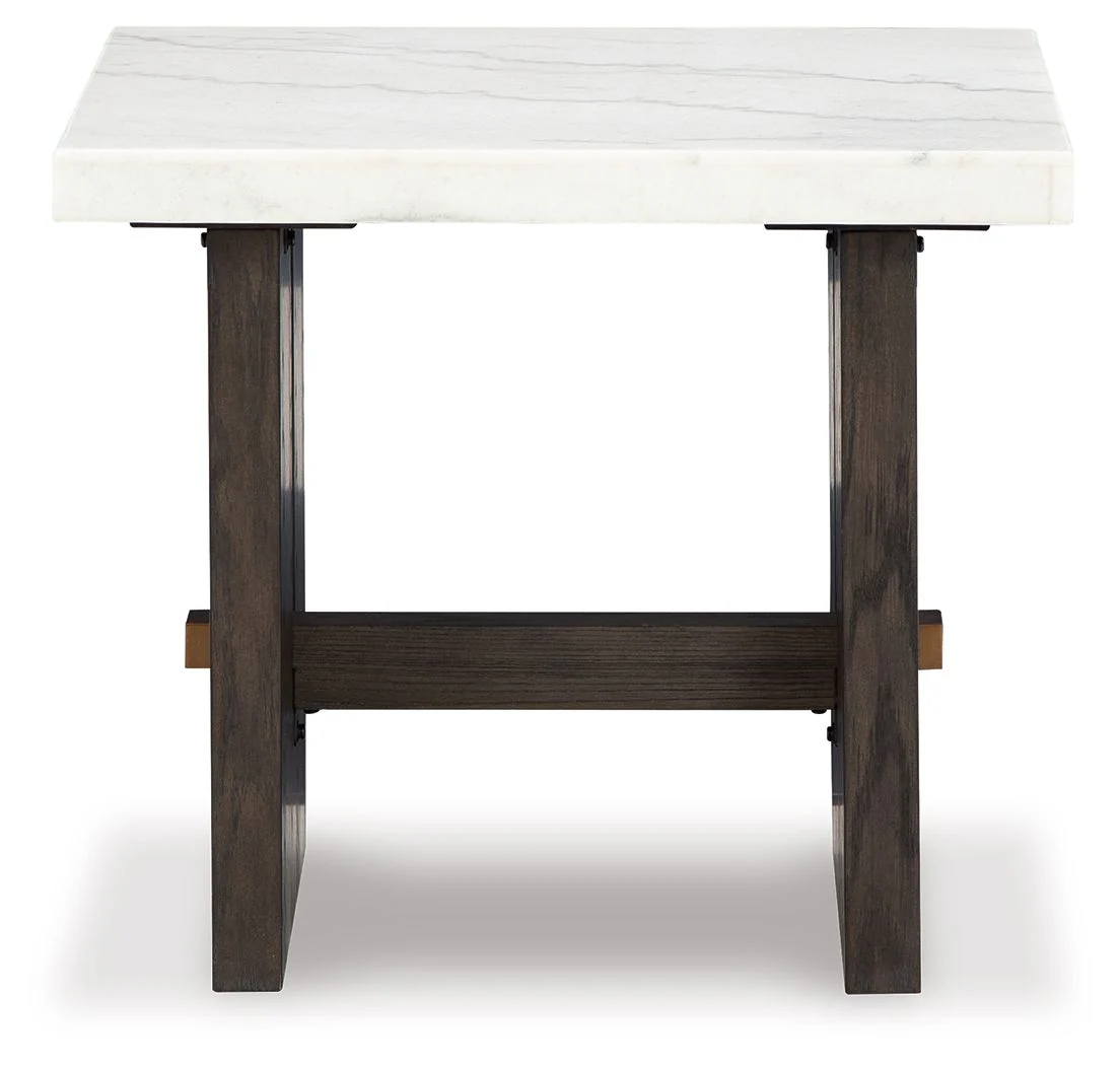 Burkhaus - Rectangular End Table - White / Dark Brown