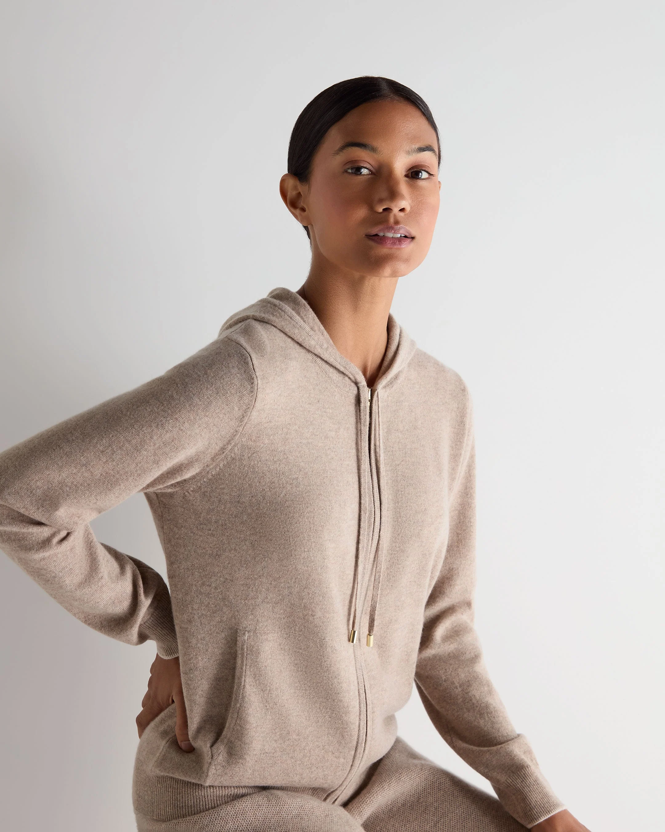 Women's Ada Cashmere Hoodie Oatmeal Brown